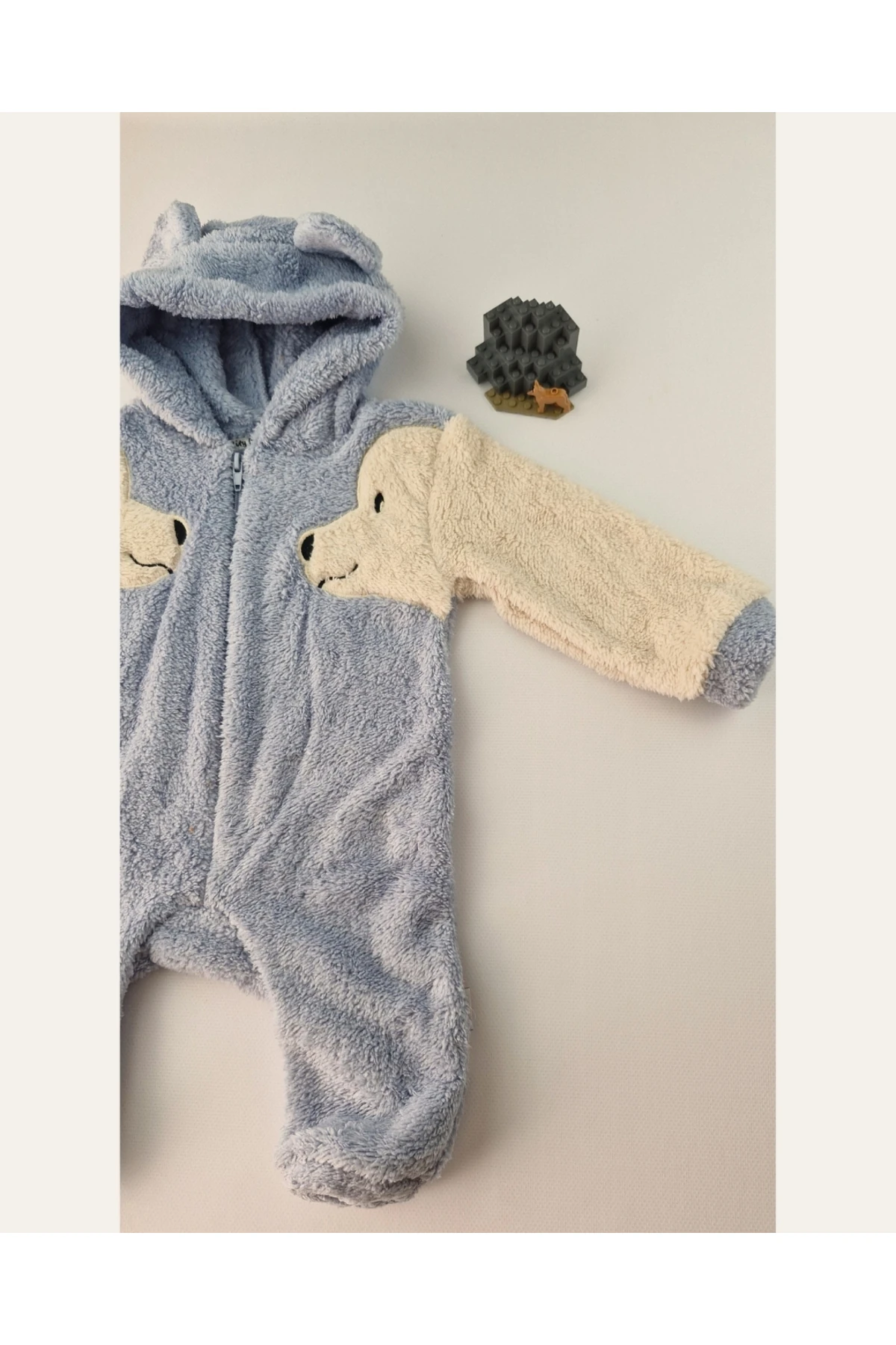 Asliva Welsoft Peluş Köpek Figürlü Kapüşonlu Bebek Tulum (0-12 Ay)