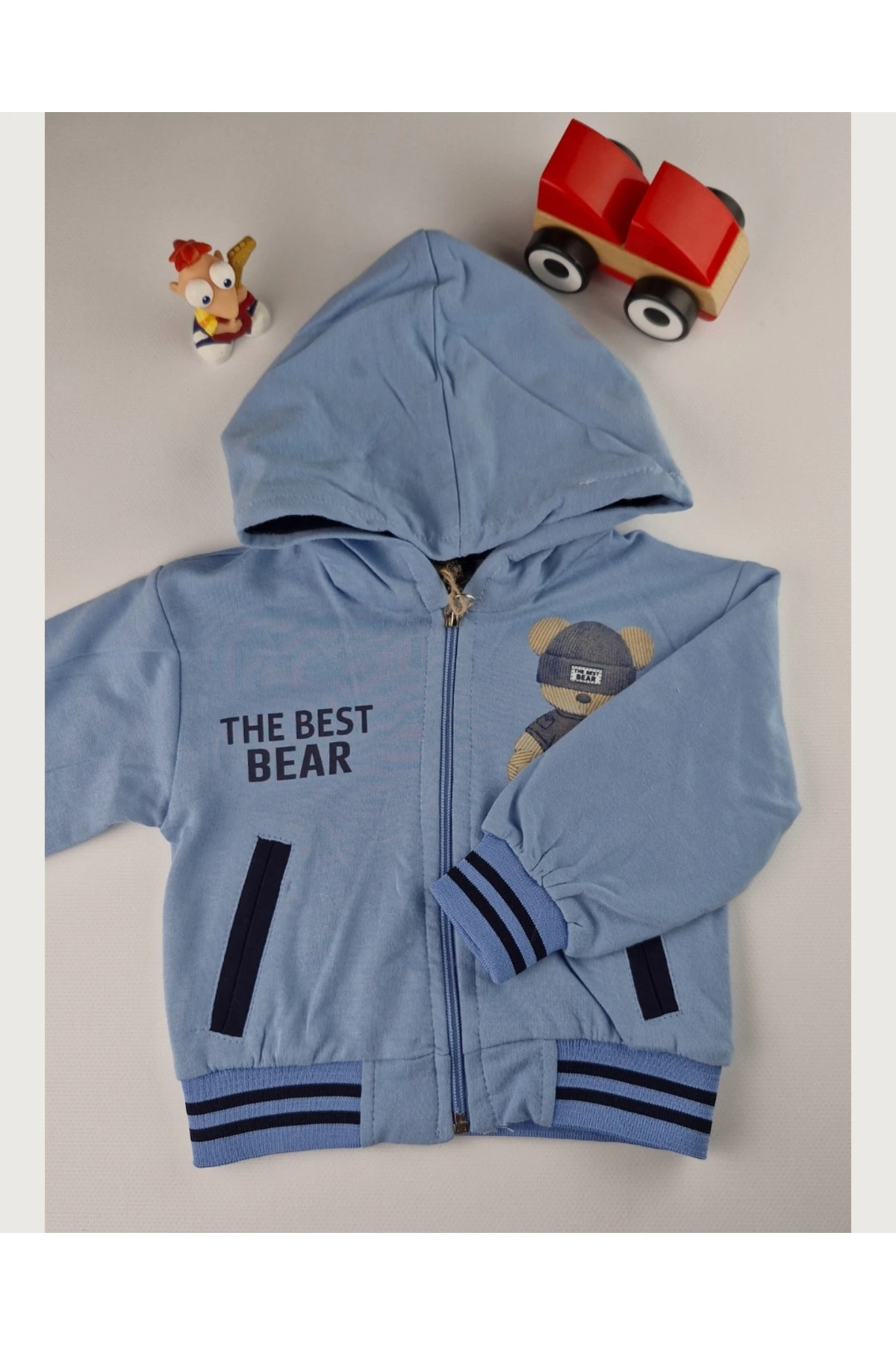3'lü Kışlık Erkek Çocuk Takımı Ayıcık baskılı Kapüşonlu Eşofman (1-4 Yaş)