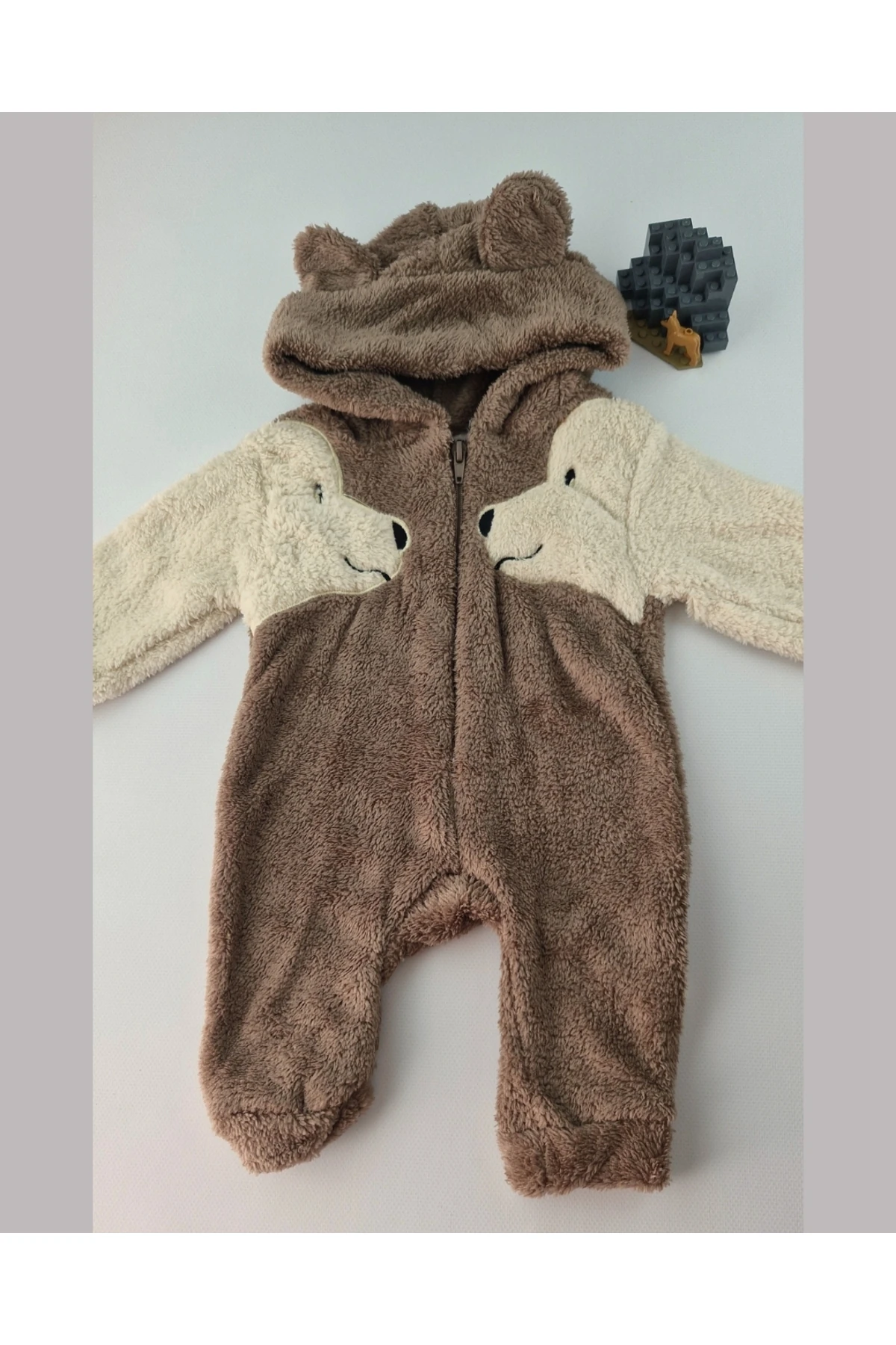 Asliva Welsoft Peluş Bebek Tulum - Kapüşonlu ve Fermuarlı