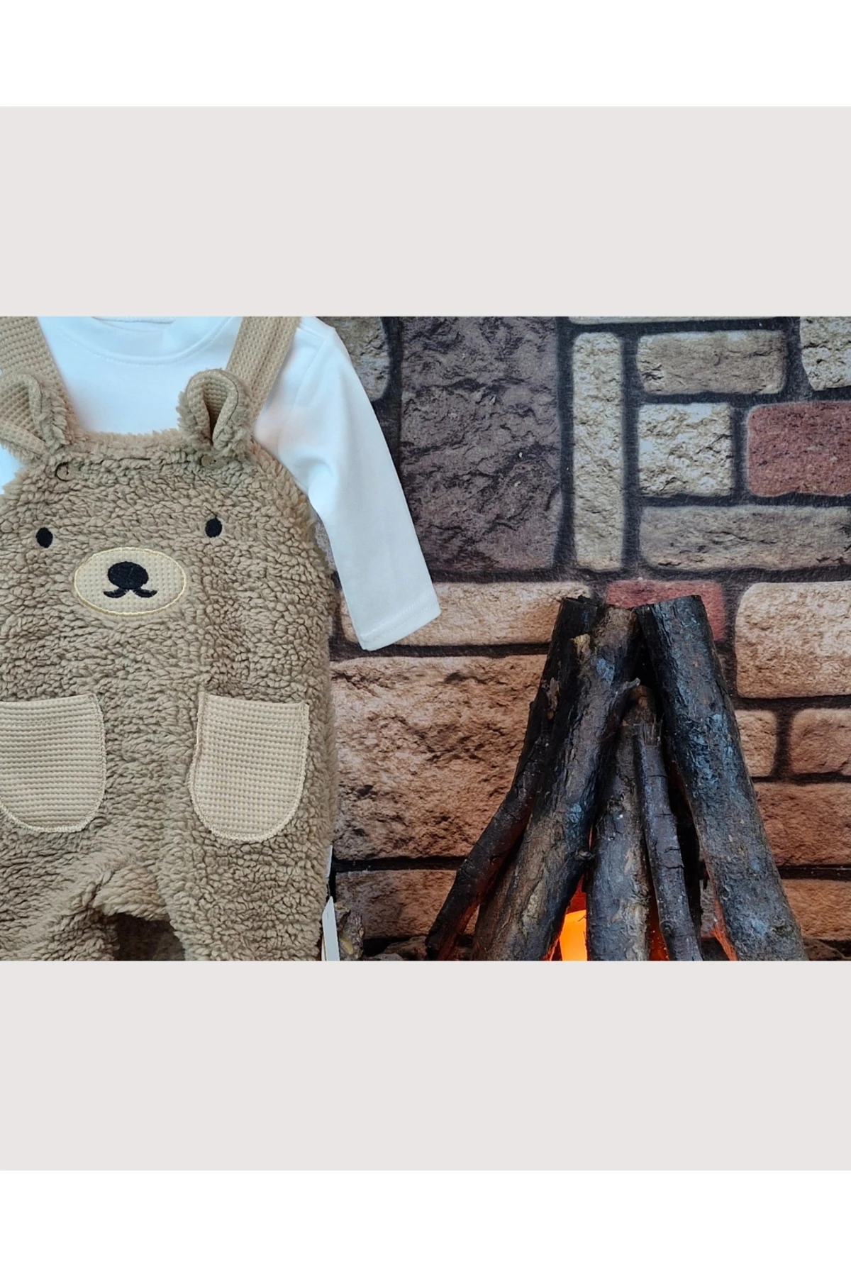 Erkek Bebek Peluş Ayıcık Tulum Takımı 2’li – 0-12 Ay