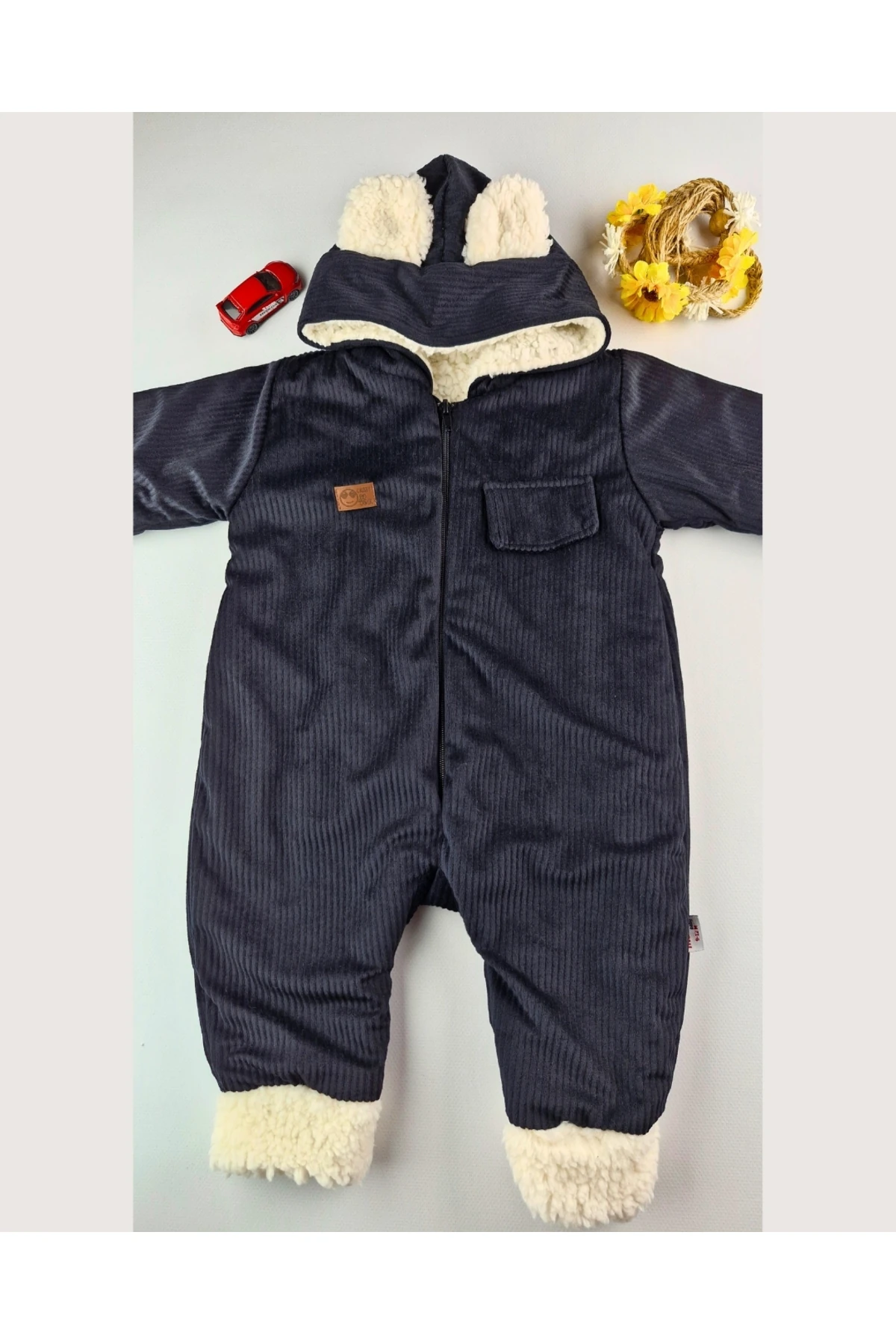 Peluşlu Kadife Bebek Tulum – 6-24 Ay