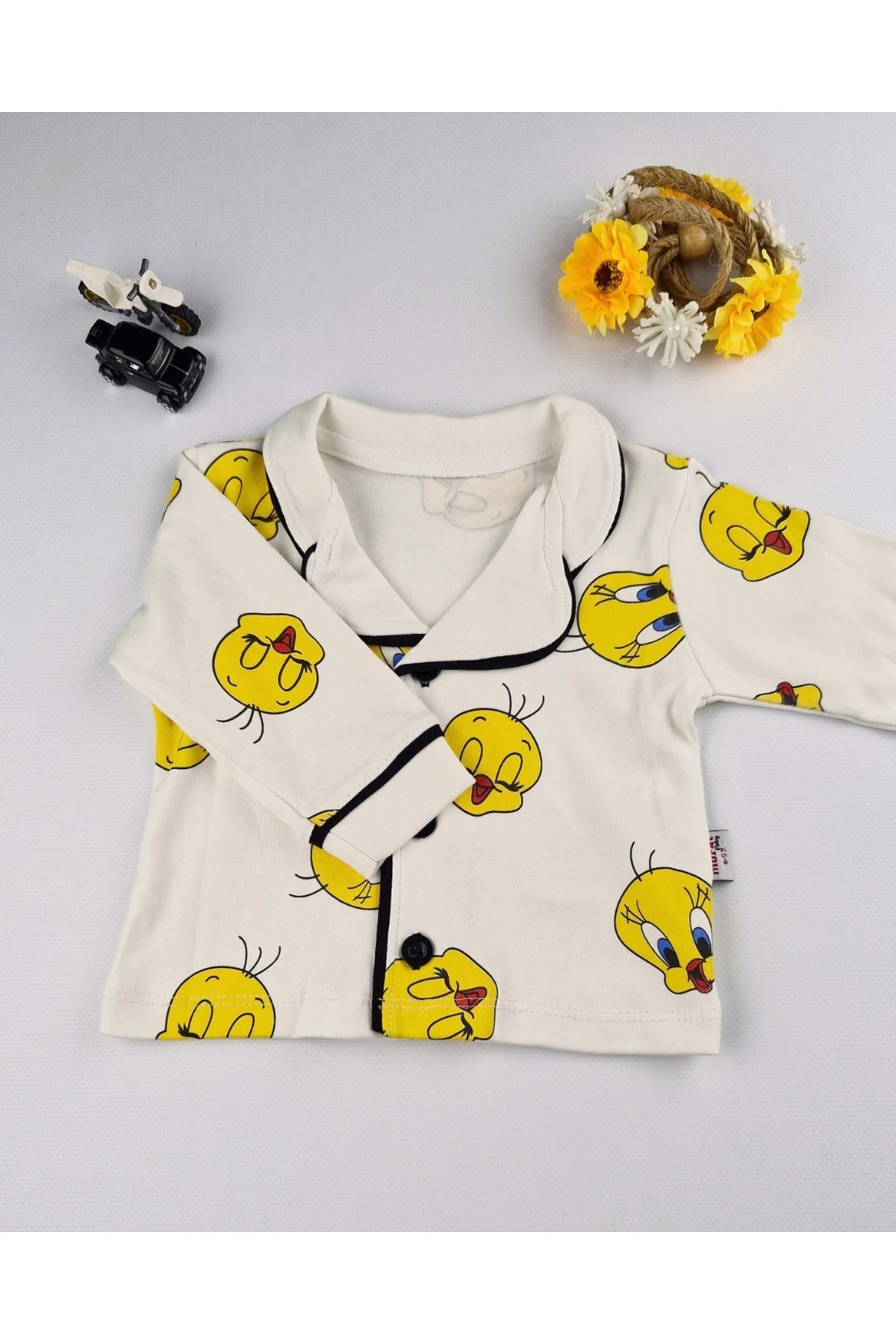 %100 Pamuk Desenli Bebek Pijama Takımı – 6-24 Ay – Yumuşak ve Nefes Alan Kumaş