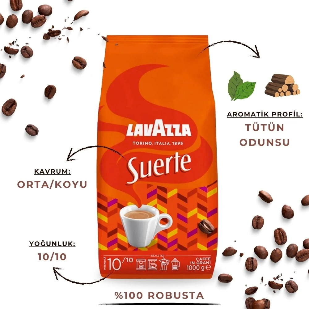 Lavazza Suerte 2'li Paket Çekirdek Kahve