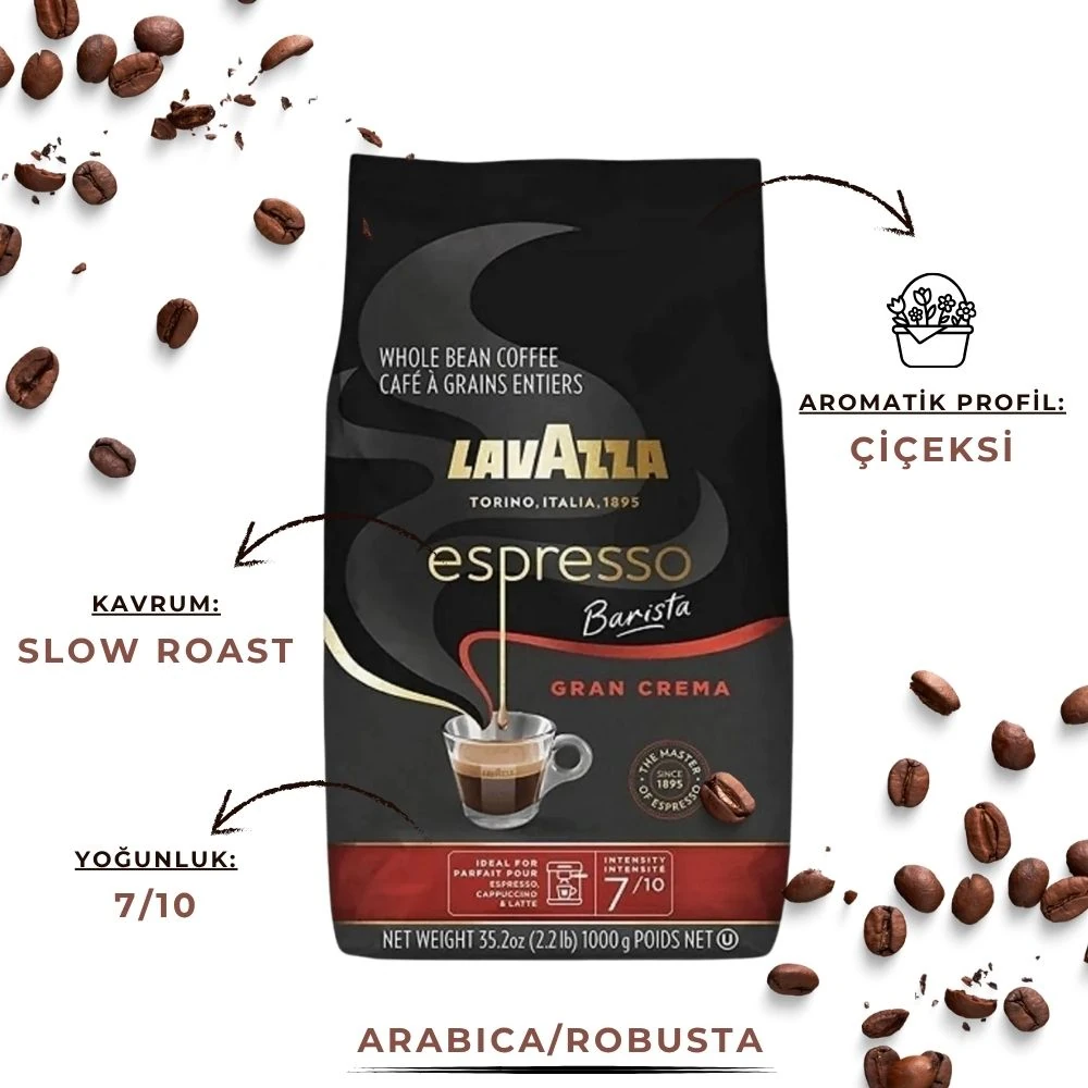 Lavazza Barista Gran Crema 2'li Paket Çekirdek Kahve