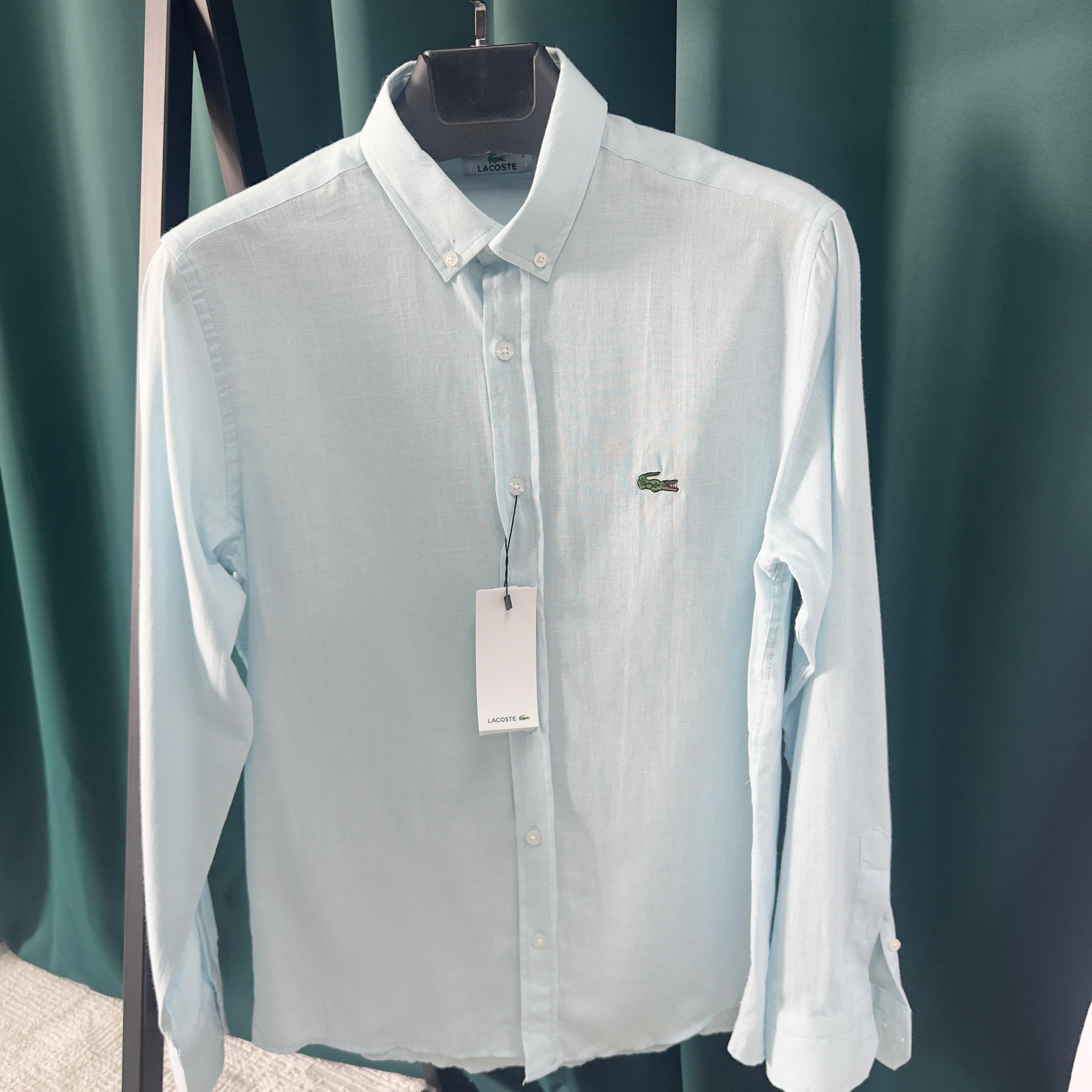 LACOSTE KETEN GÖMLEK - BUZ MAVİSİ