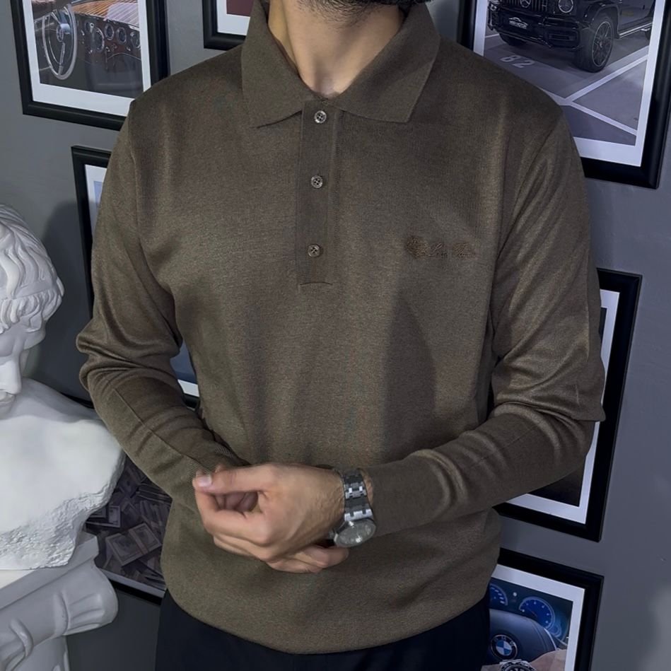 LORO PİANA POLO YAKALI TRİKO - KAHVERENGİ