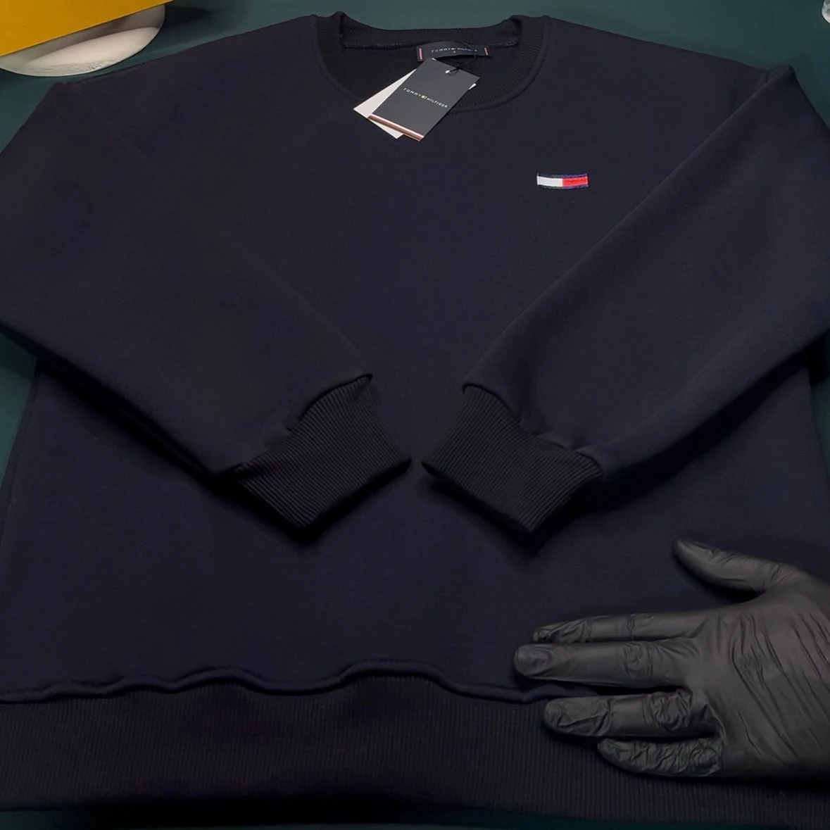 TOMMY ÜÇ İPLİK ŞARDONLU BİSİKLET YAKA SWEATSHİRT - LACİVERT