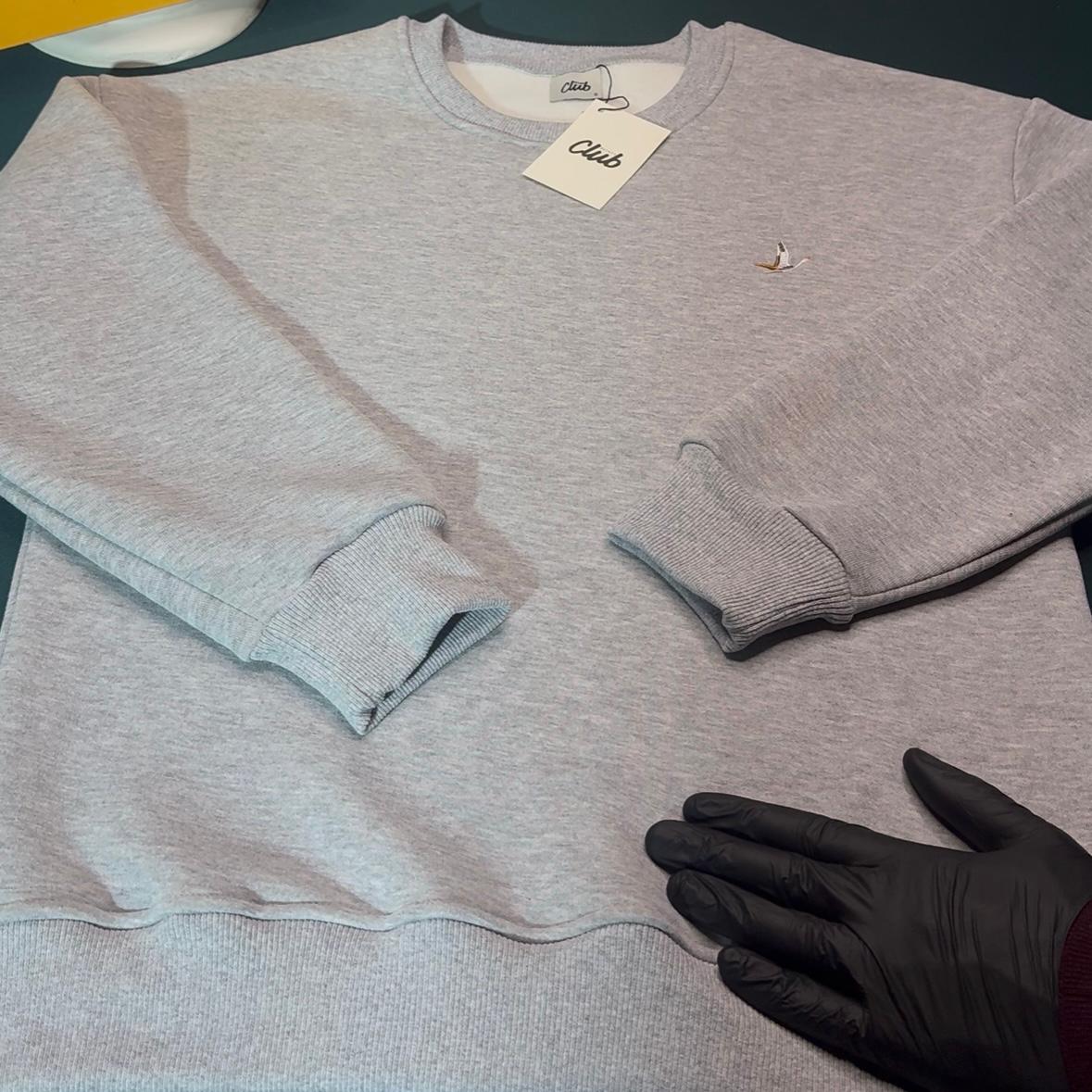 BEYMEN CLUB ÜÇ İPLİK ŞARDONLU BİSİKLET YAKA SWEATSHİRT - GRİ