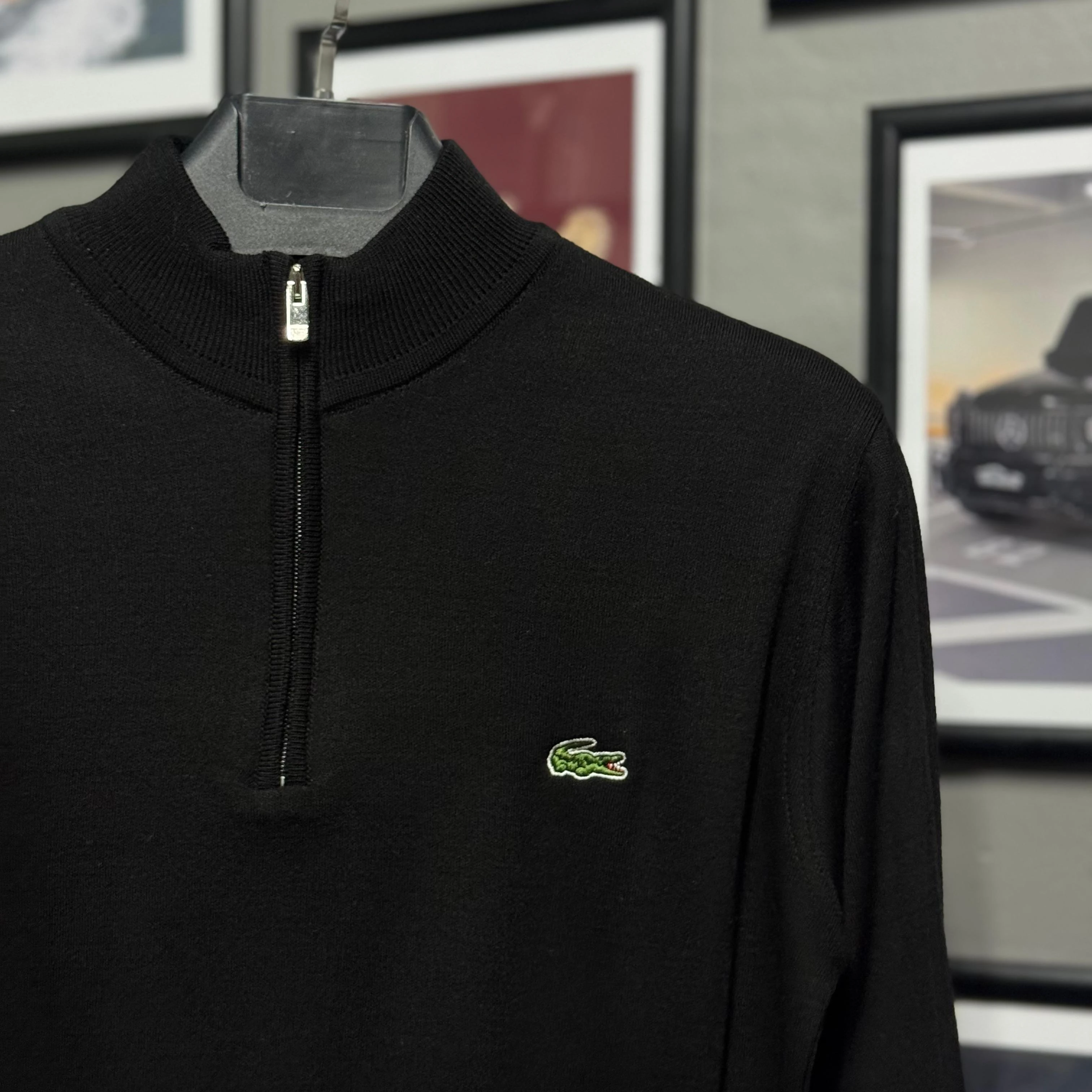 LACOSTE YARIM FERMUARLI TRİKO - SİYAH