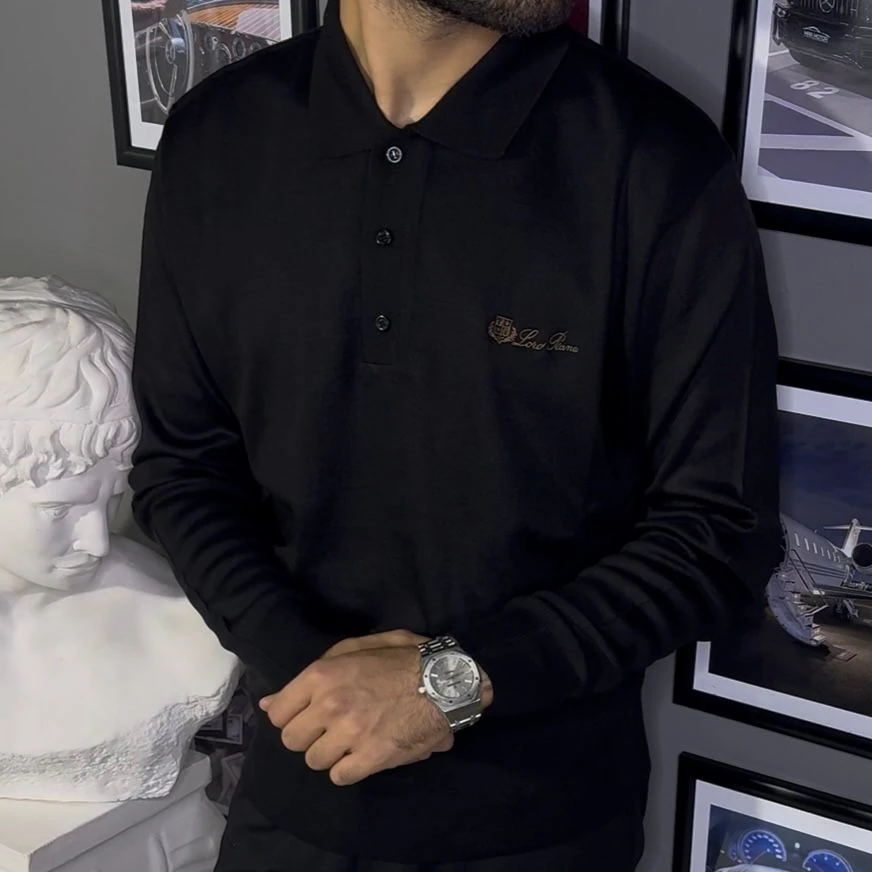 LORO PİANA POLO YAKALI TRİKO - SİYAH