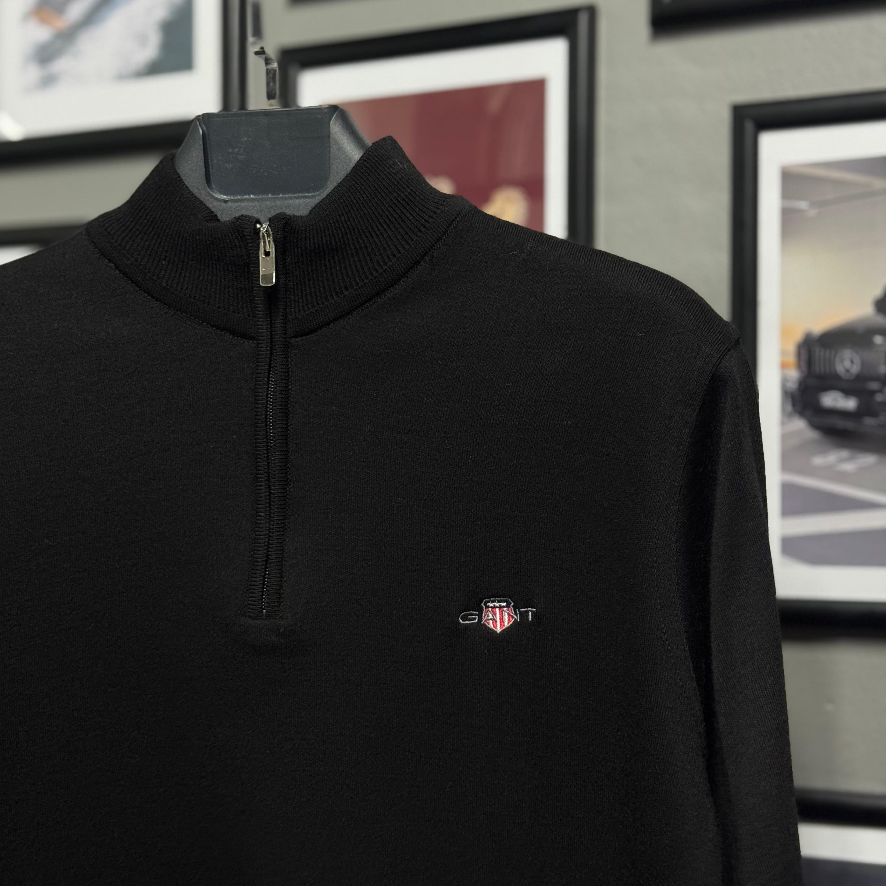 GANT YARIM FERMUARLI TRİKO - SİYAH