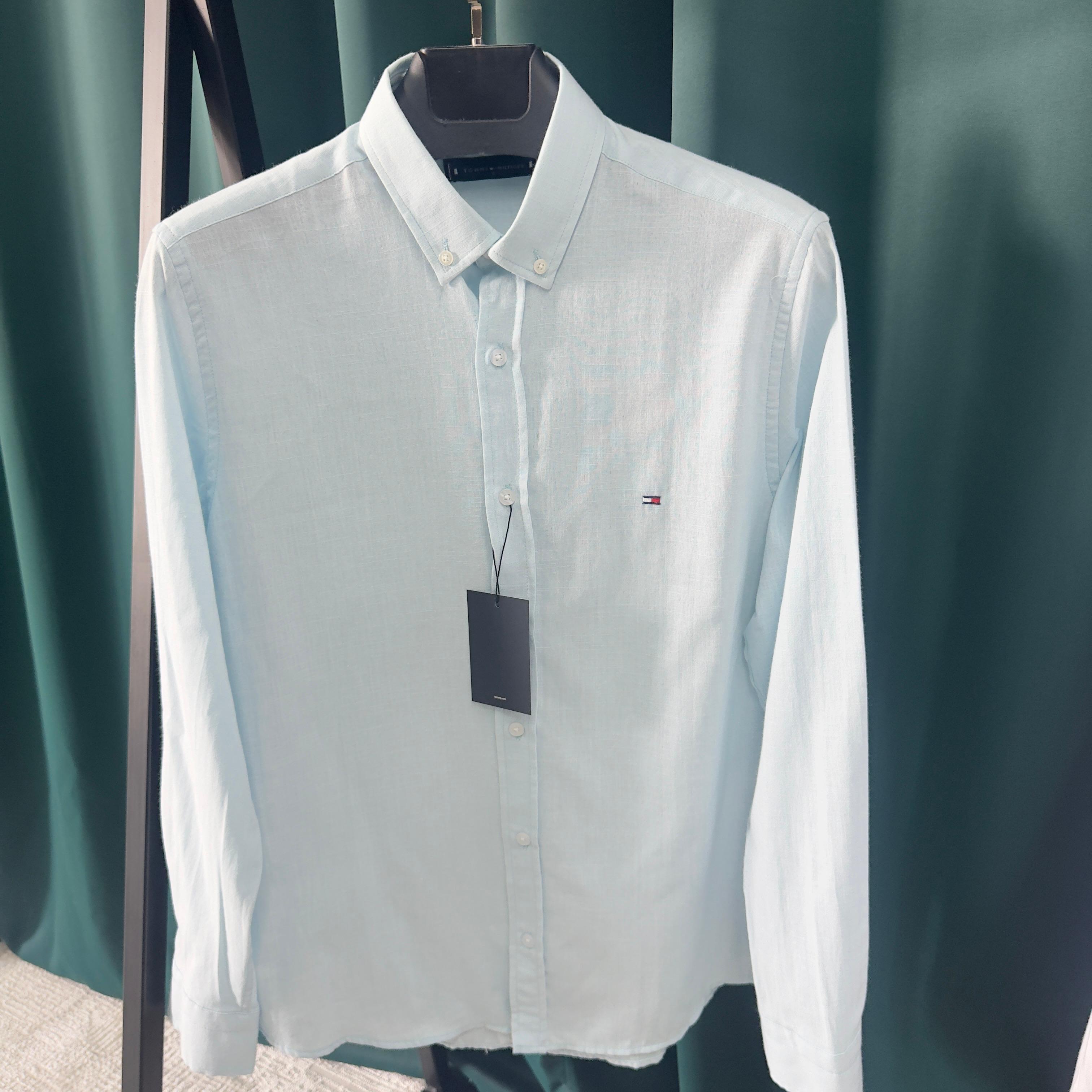 TOMMY KETEN GÖMLEK - BUZ MAVİSİ