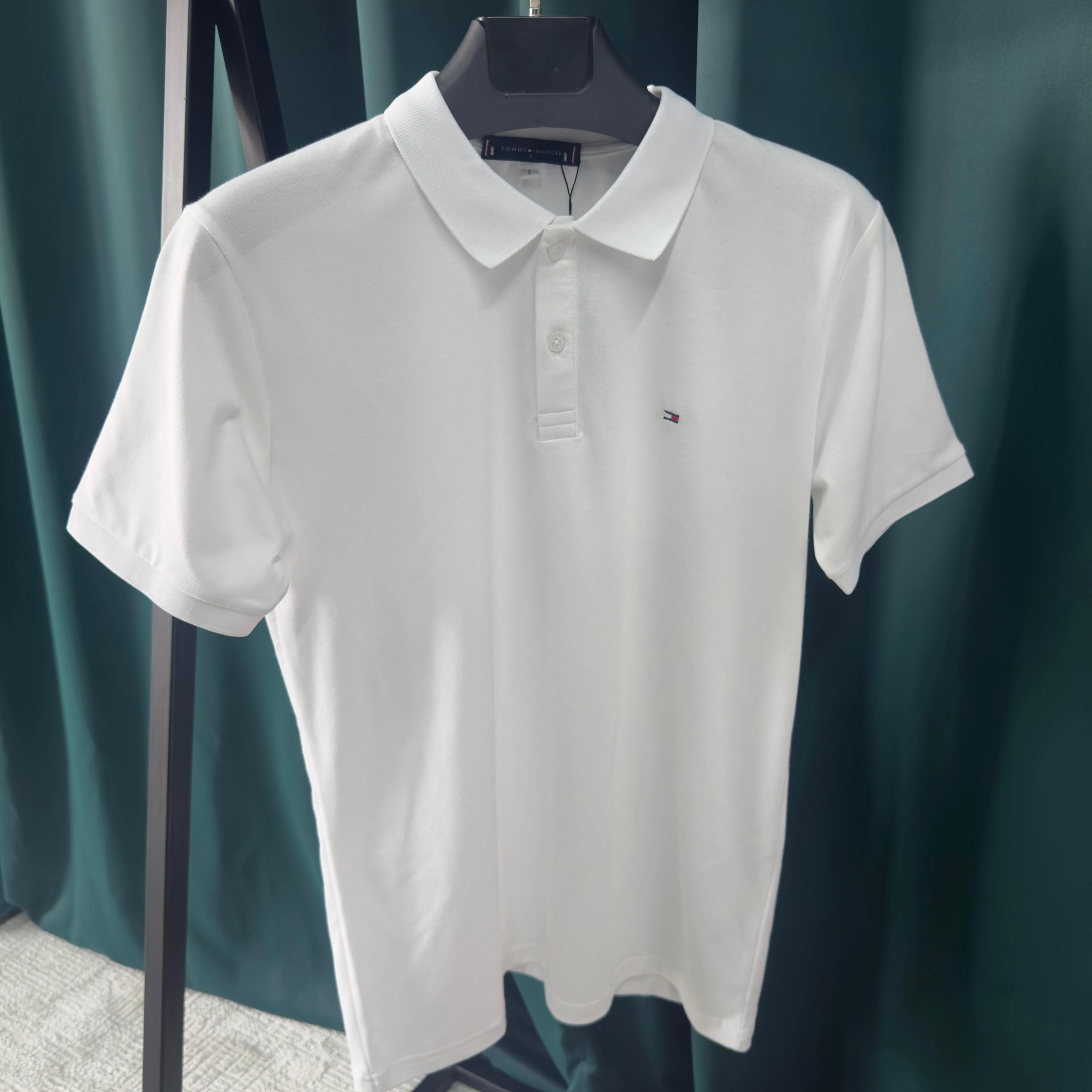 TOMMY POLO YAKA MERSELİZE T-SHİRT - BEYAZ