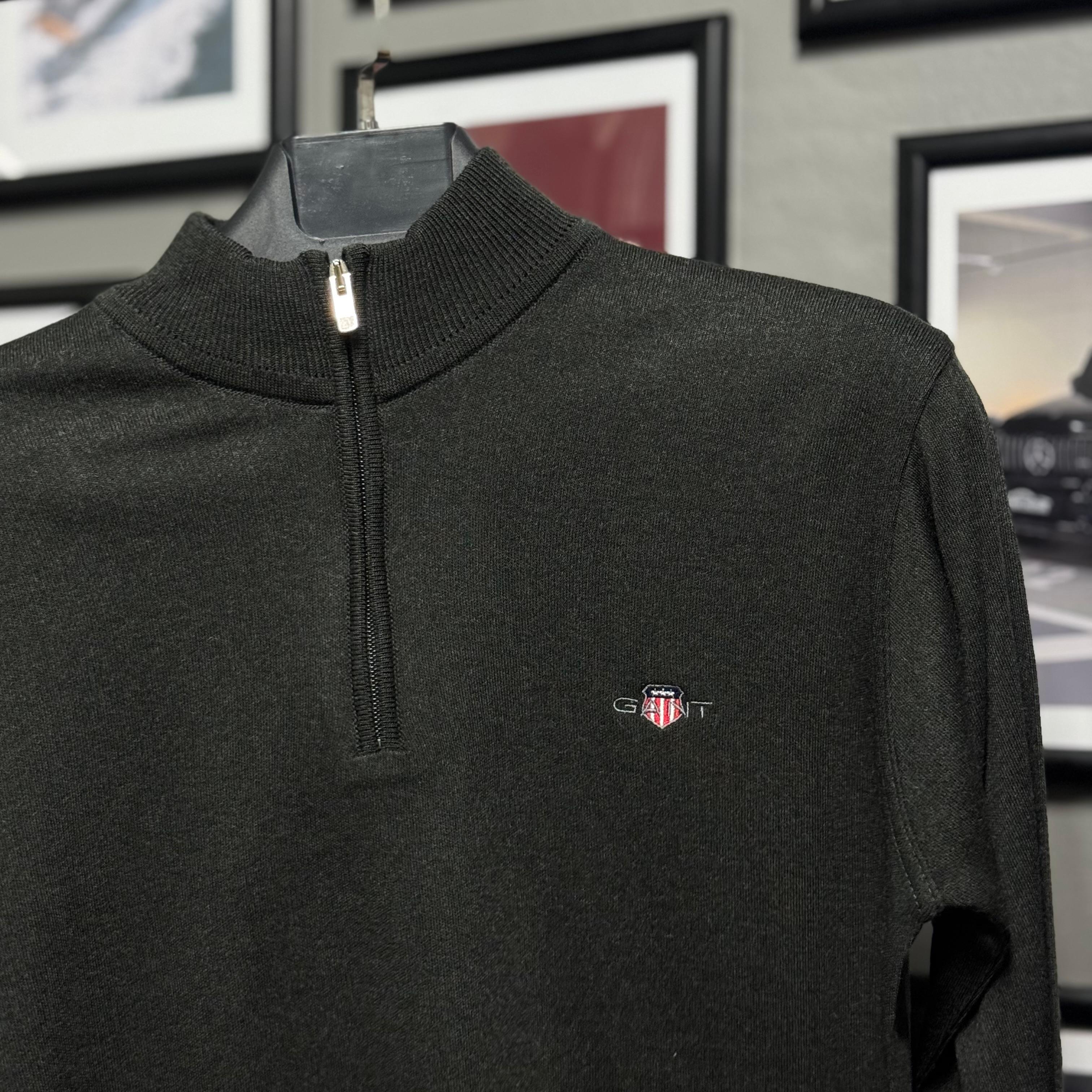 GANT YARIM FERMUARLI TRİKO - GRİ