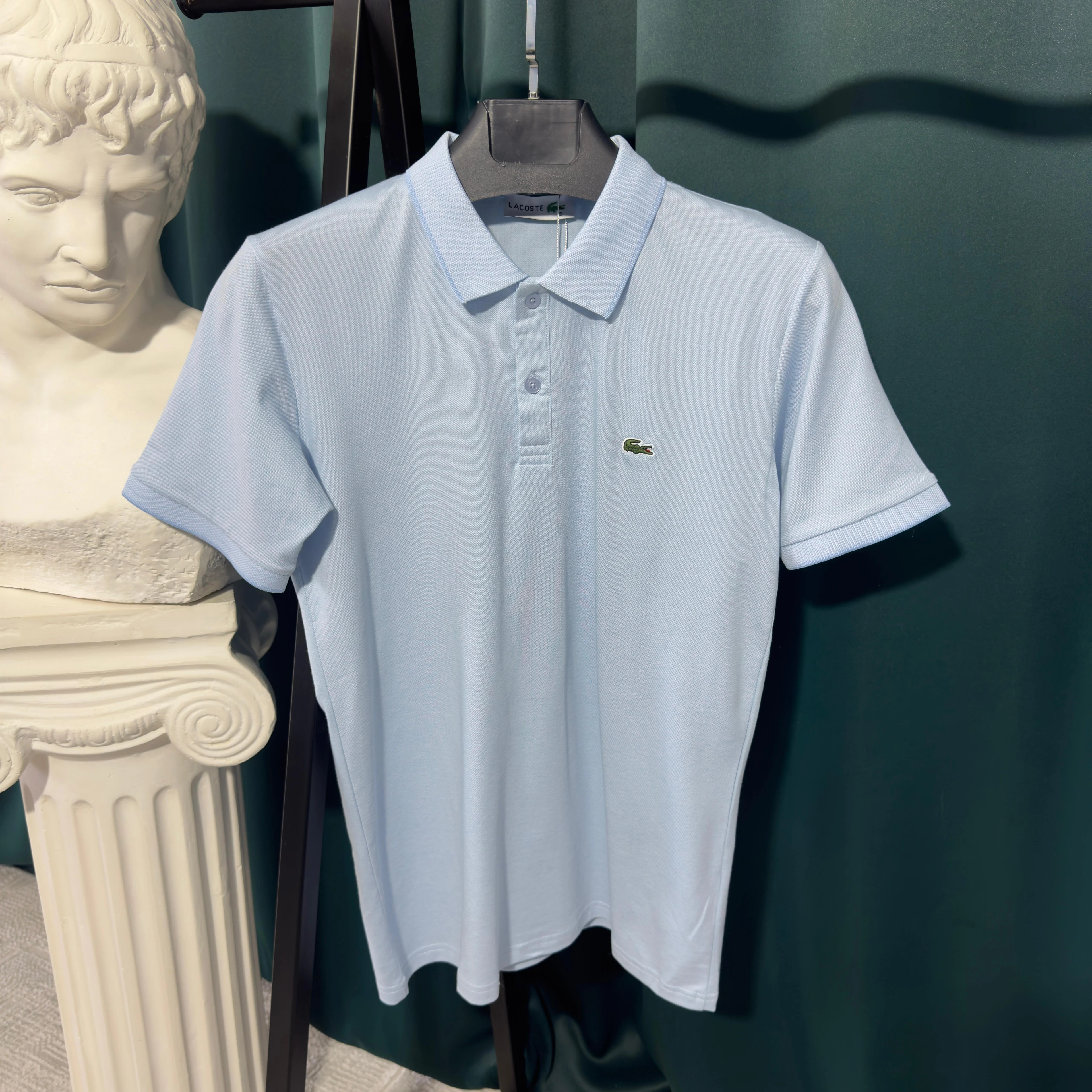 LACOSTE POLO YAKA MERSELİZE T-SHİRT - BUZ MAVİSİ