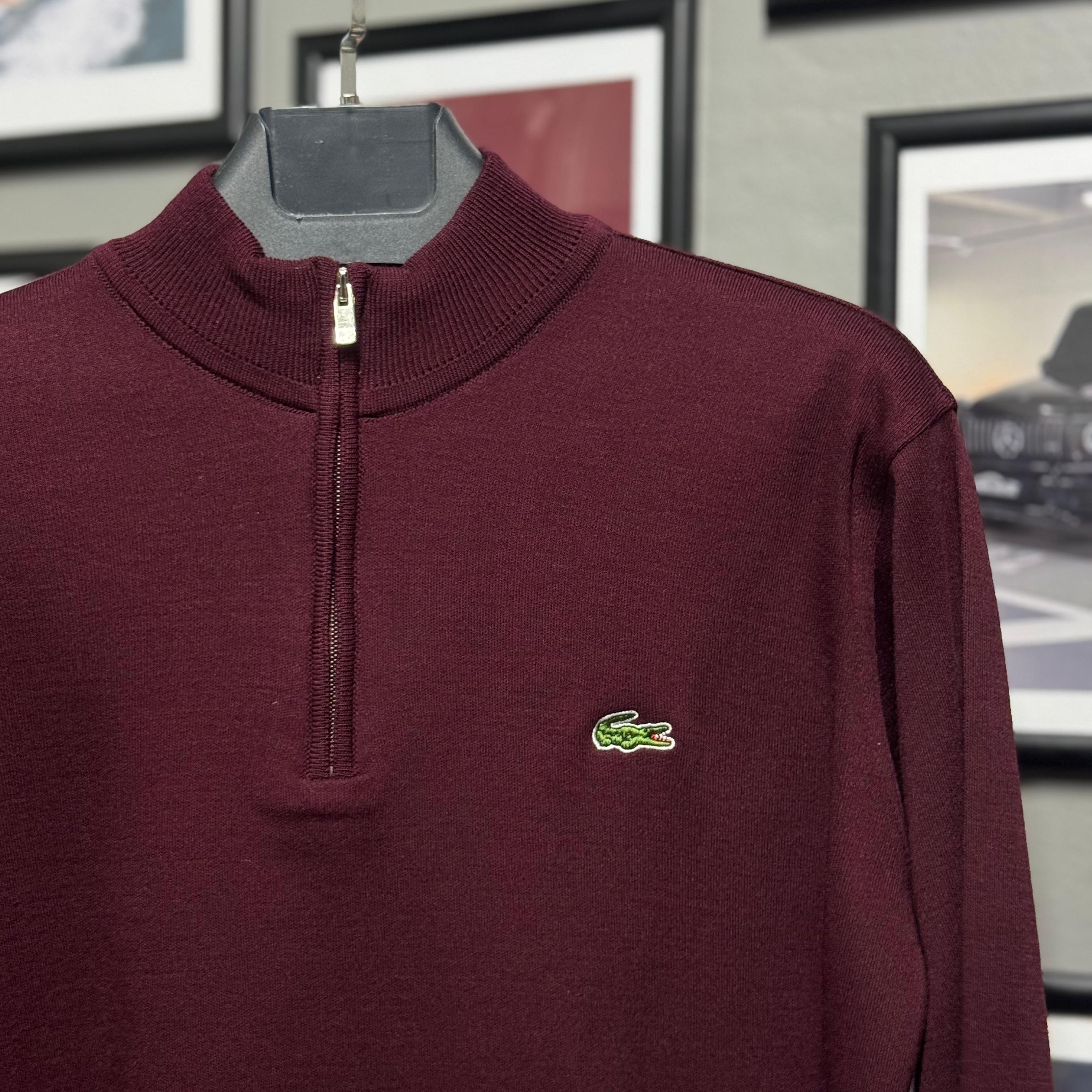 LACOSTE YARIM FERMUARLI TRİKO - BORDO