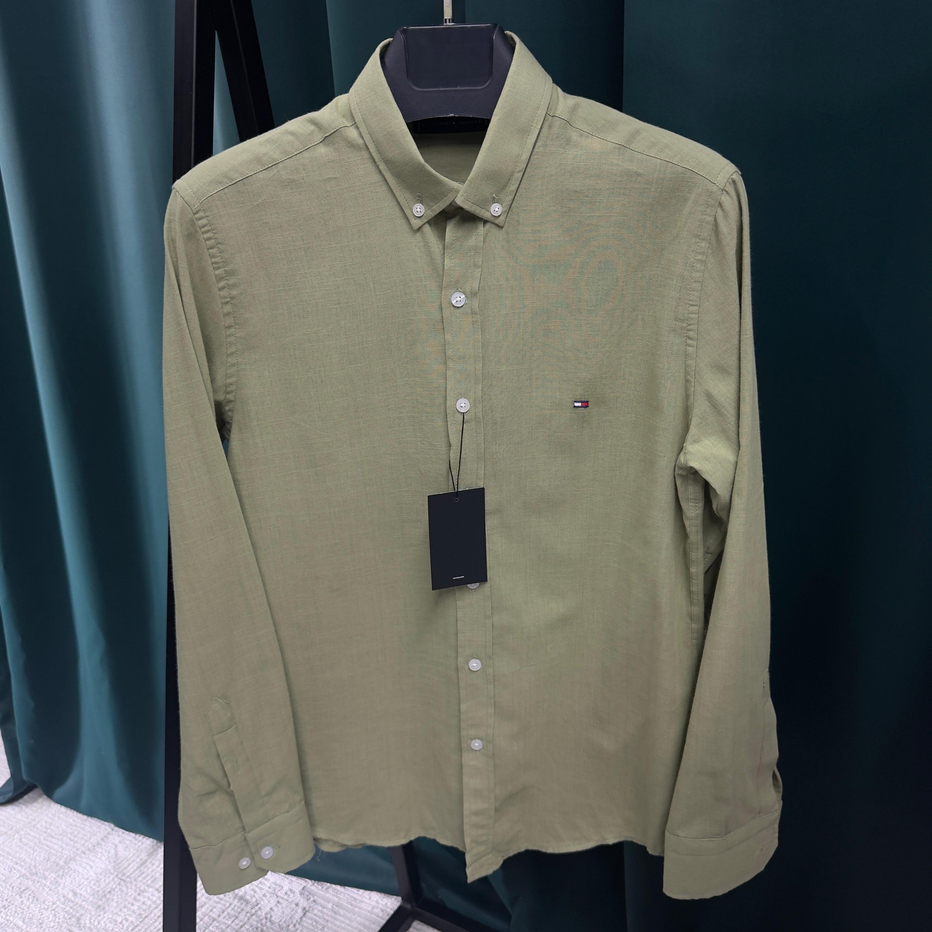 TOMMY KETEN GÖMLEK - HAKİ YEŞİL