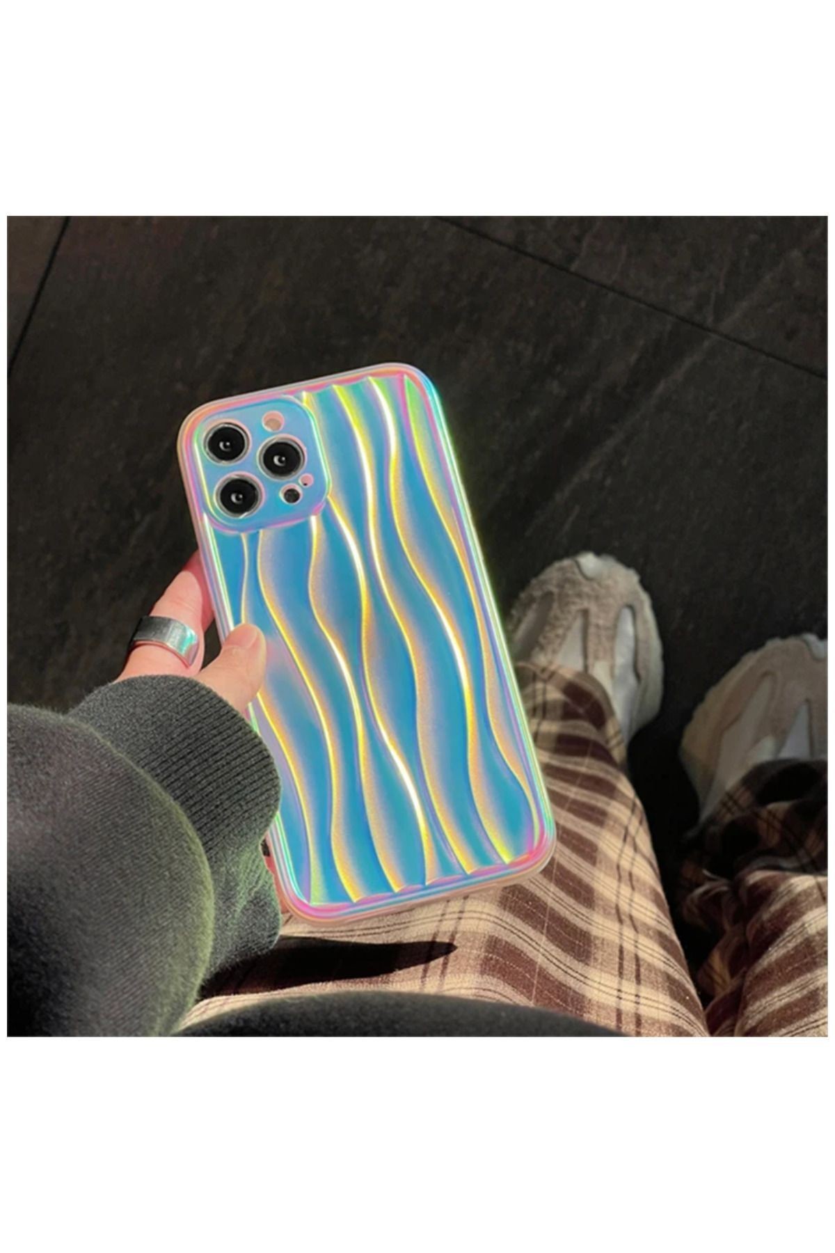 Apple iPhone 15 Pro Max Uyumlu Kılıf Zebana Line Art Silikon Kılıf Gri