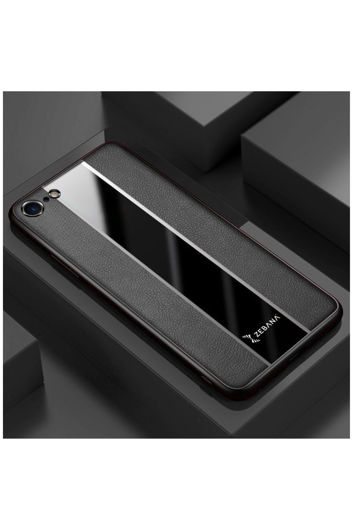 Apple Iphone 7 Uyumlu Kılıf Zebana Premium Deri Kılıf Siyah