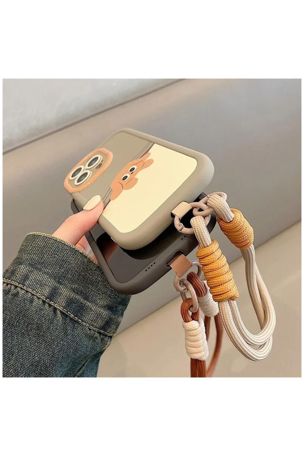 Apple Iphone 14 Pro Uyumlu Kılıf El Bilekli Cat And Puppy Silikon Kılıf Bej