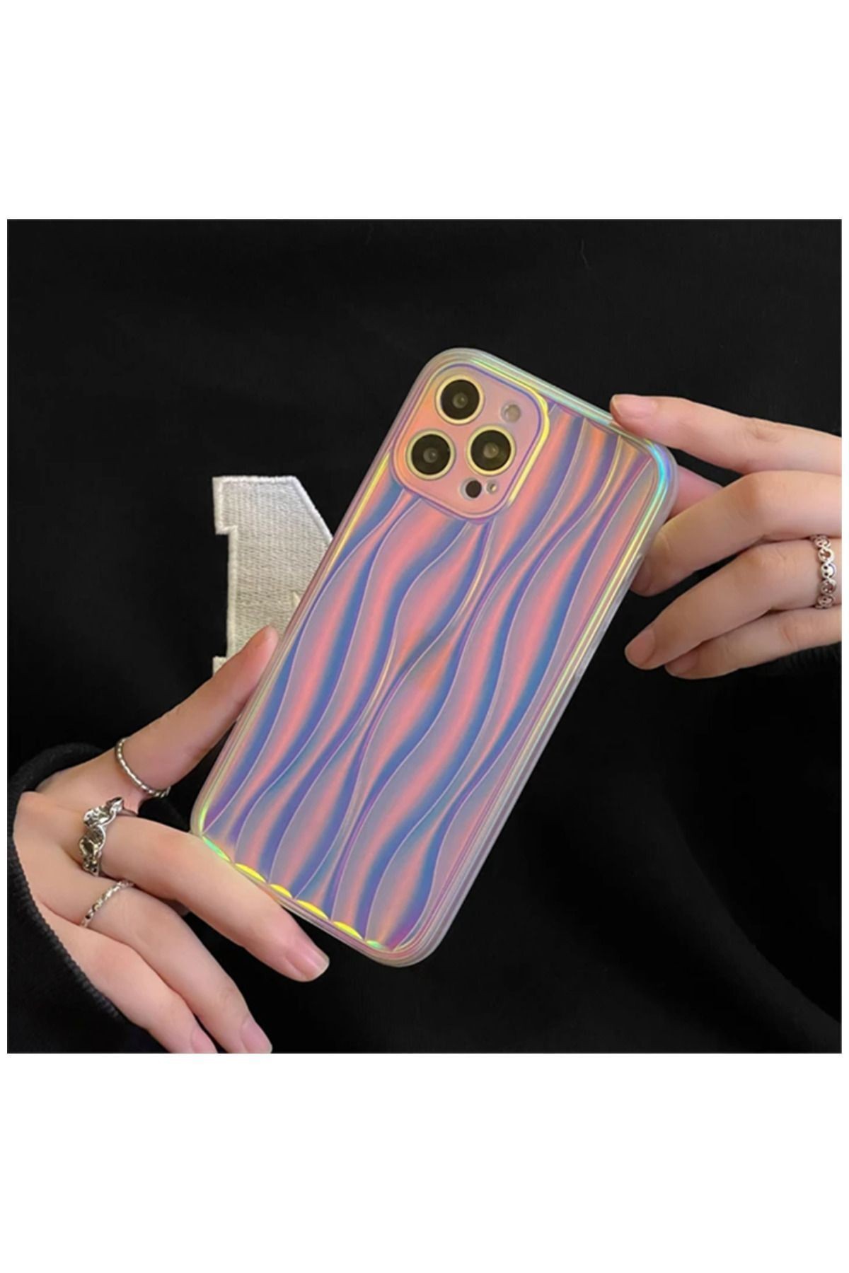 Apple iPhone 15 Pro Max Uyumlu Kılıf Zebana Line Art Silikon Kılıf Gri