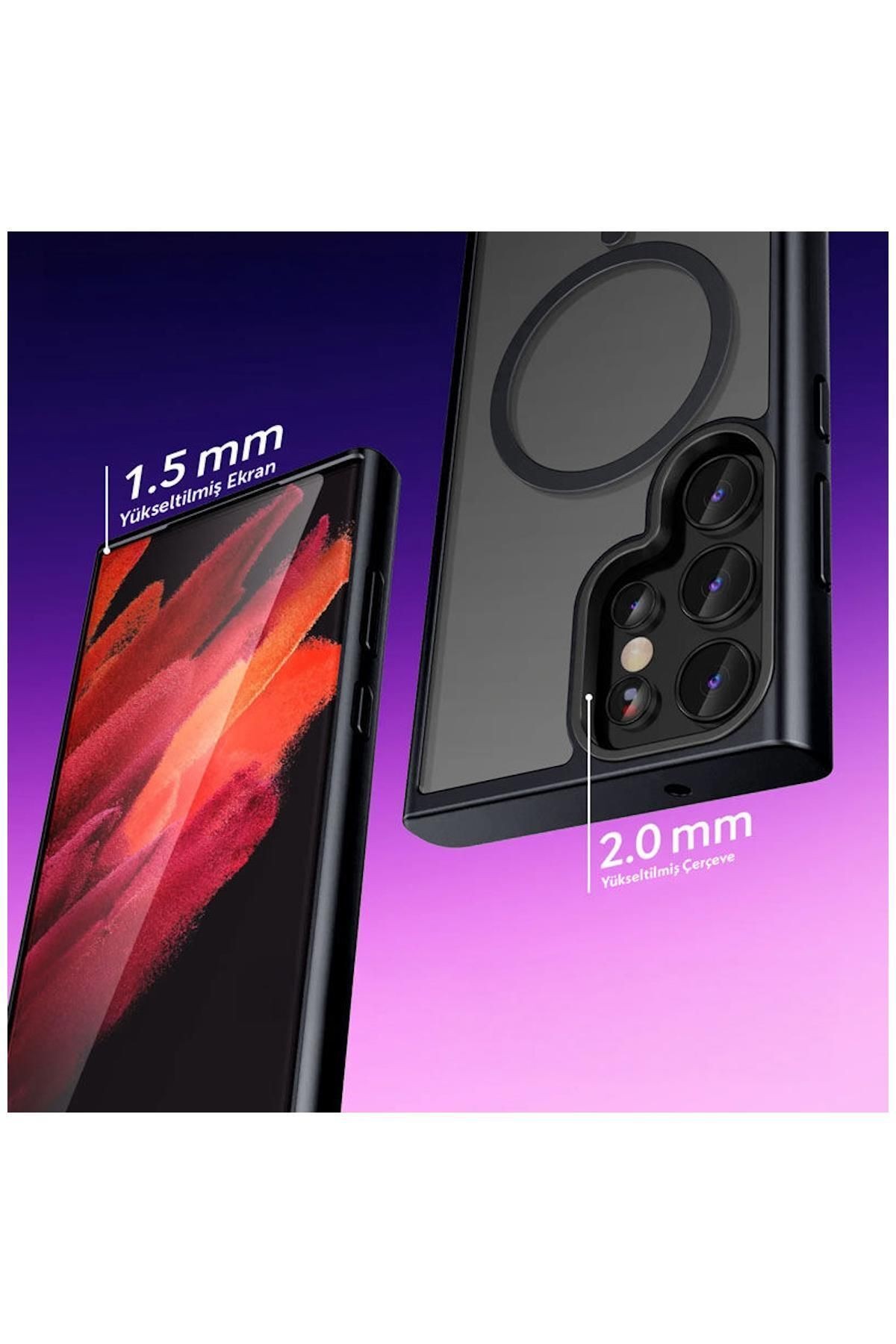 Samsung Galaxy S25 Ultra Uyumlu Kılıf Zebana Fros Silikon Kılıf (Kablosuz Şarj Destekli) Gri