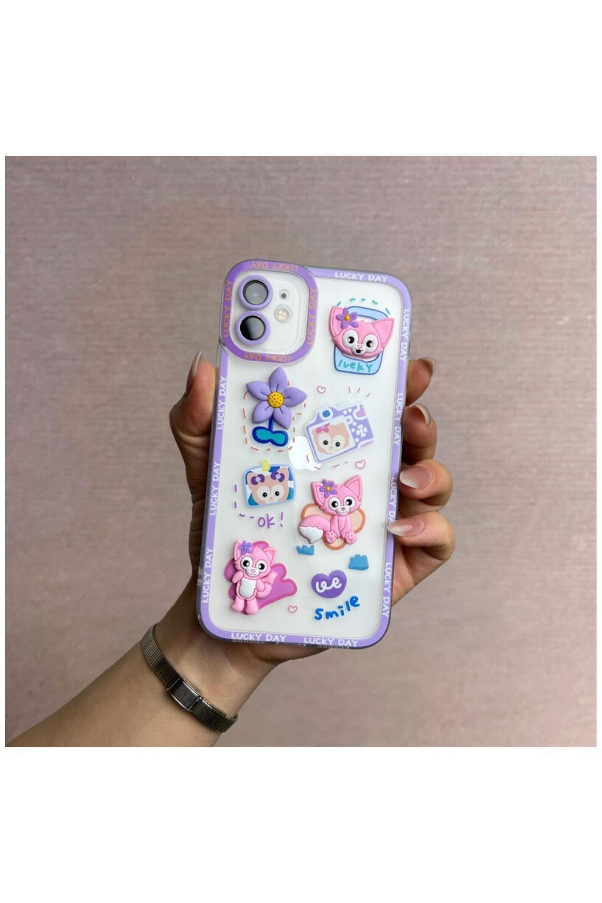 Apple Iphone 11 Uyumlu Kılıf Bear And Rabbit Silikon Kılıf Kahverengi