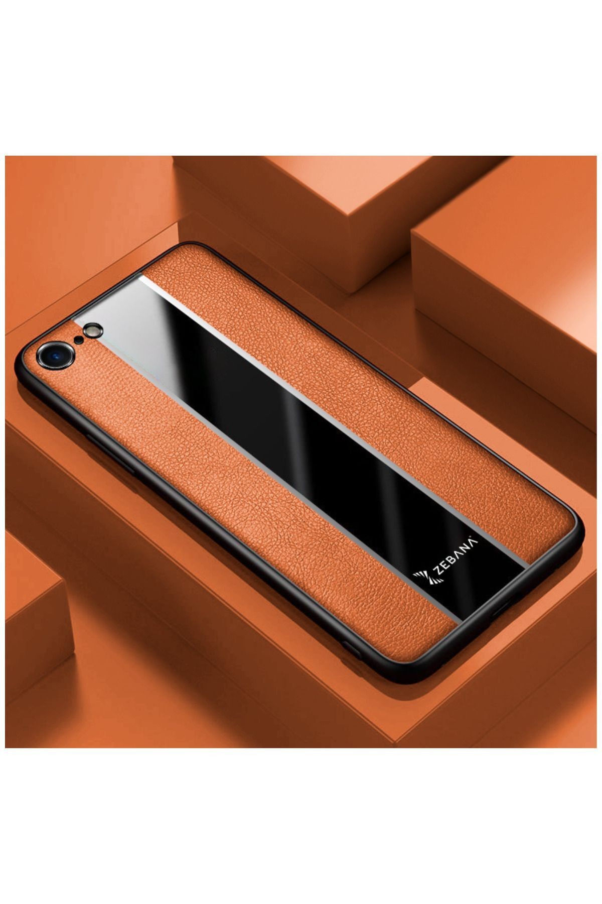 Apple Iphone 7 Uyumlu Kılıf Zebana Premium Deri Kılıf Kahverengi