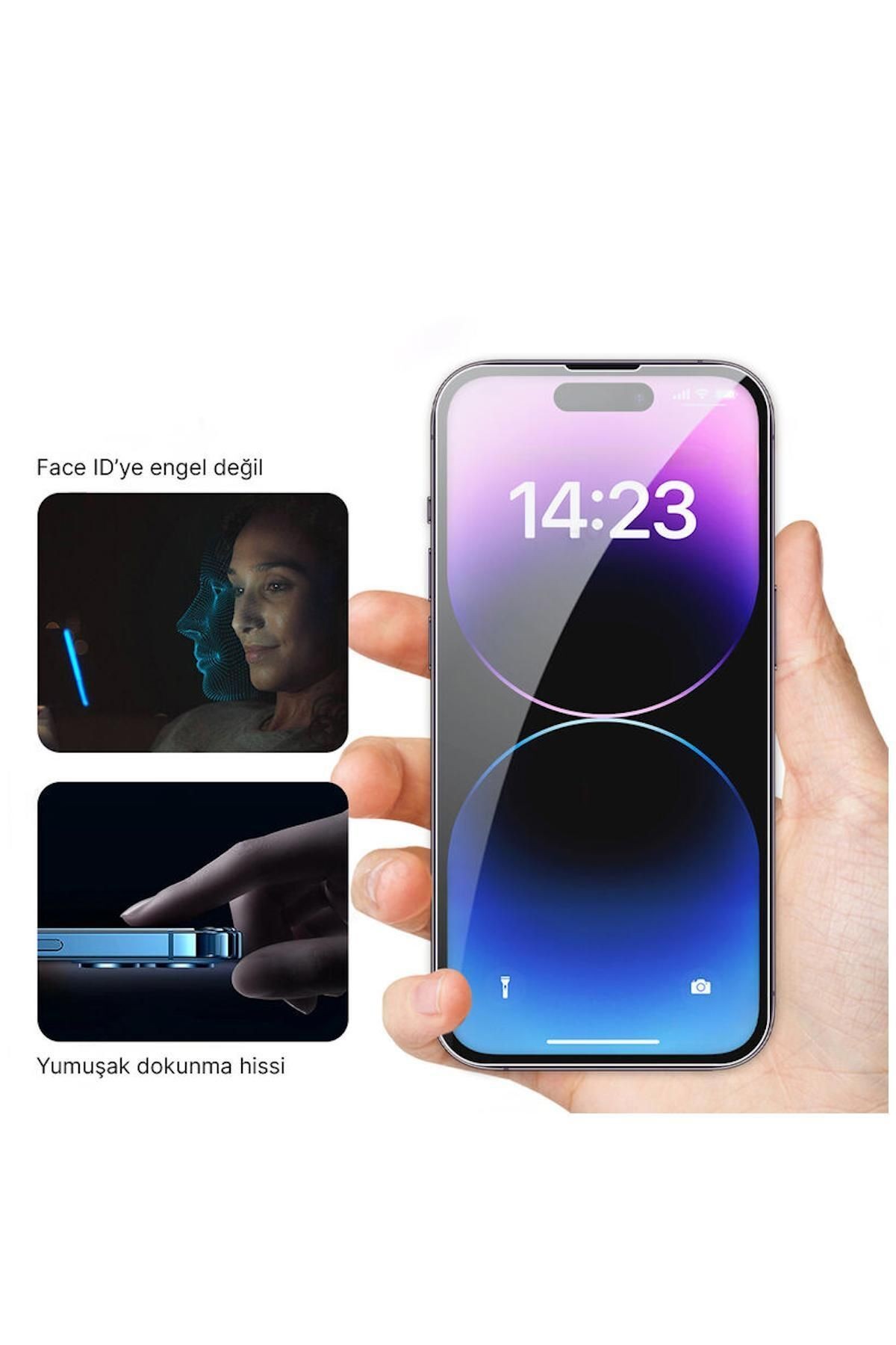 Apple iPhone 16 Pro Uyumlu Zebana Kolay Takma Aparatlı Hayalet Cam Ekran Koruyucu Siyah