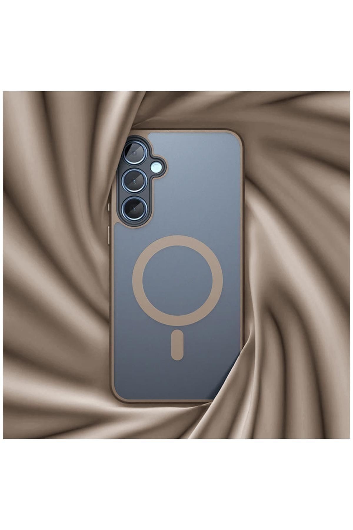 Samsung Galaxy S25 Uyumlu Kılıf Fros Silikon Kılıf (KABLOSUZ ŞARJ DESTEKLİ) Desert Titanyum