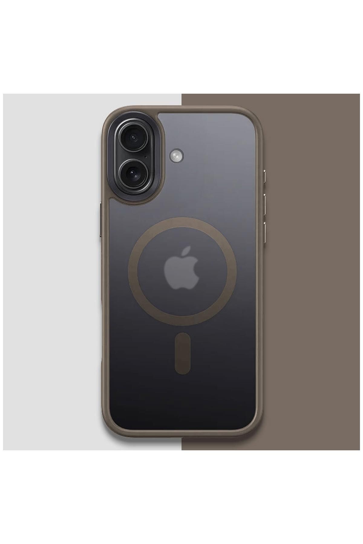 Apple iPhone 16 Uyumlu Kılıf Zebana Fros Silikon Kılıf (Kablosuz Şarj Destekli) Desert Titanyum