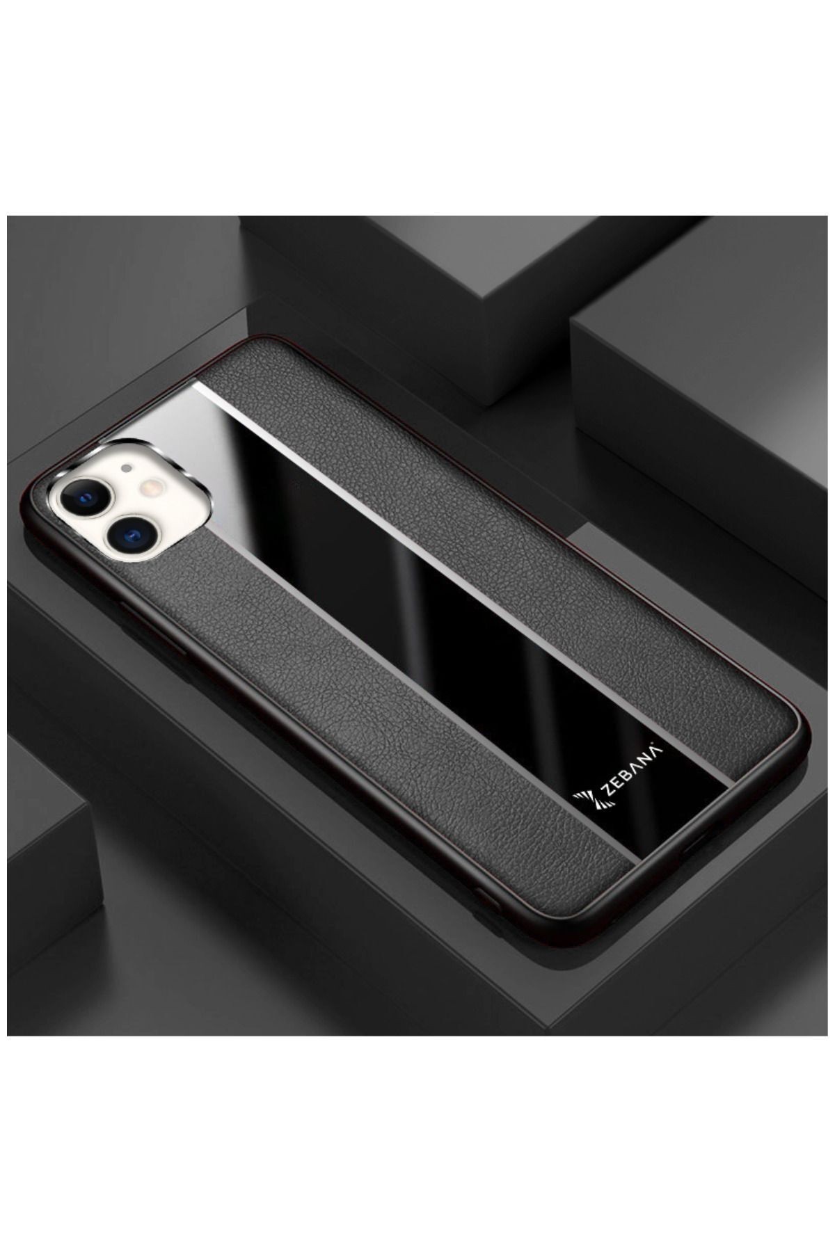 Apple Iphone 11 Uyumlu Kılıf Zebana Premium Deri Kılıf Siyah
