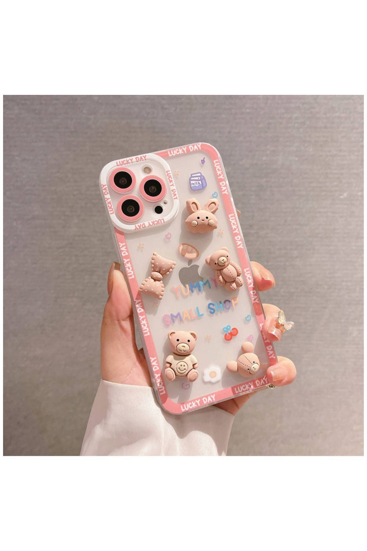 Apple Iphone 14 Pro Max Uyumlu Kılıf Bear And Rabbit Silikon Kılıf Lila