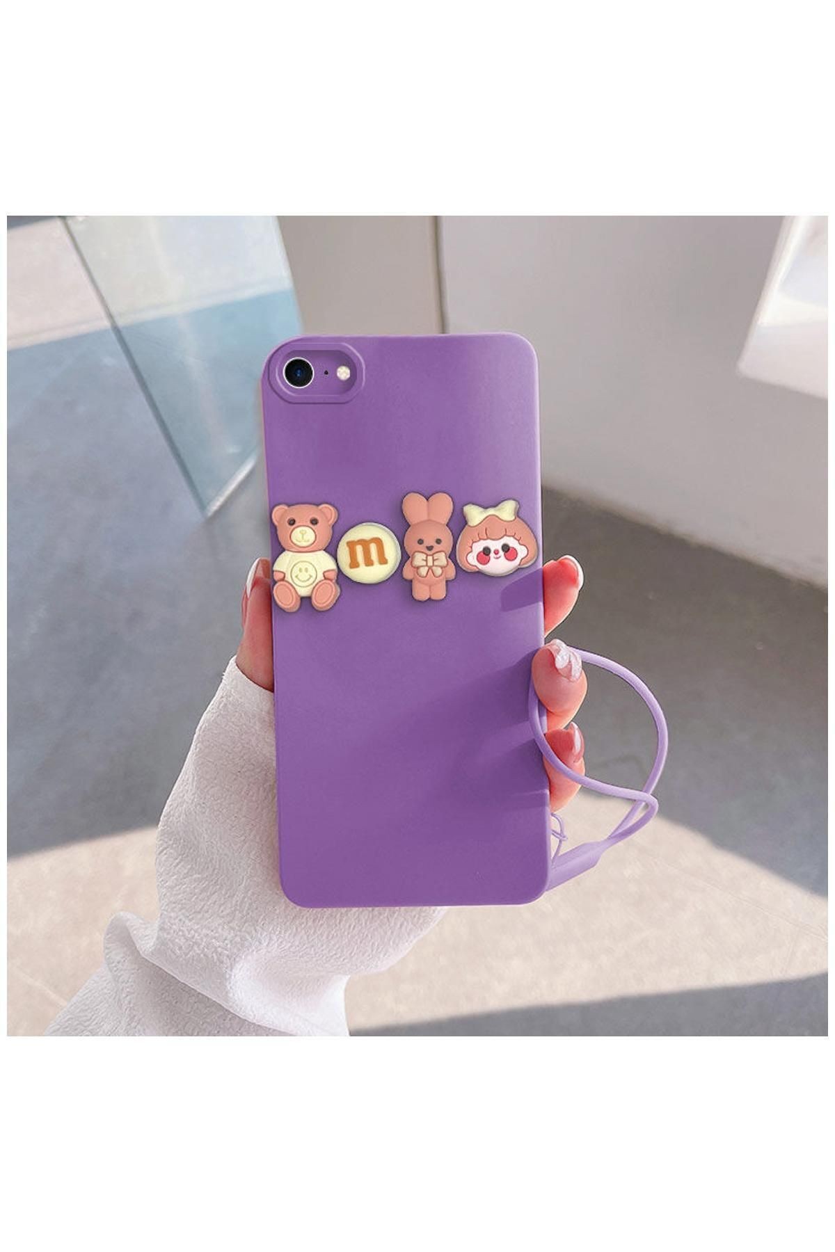 Apple Iphone 7 Uyumlu Kılıf Love Bear Silikon Kılıf Kahverengi - Açık Mavi
