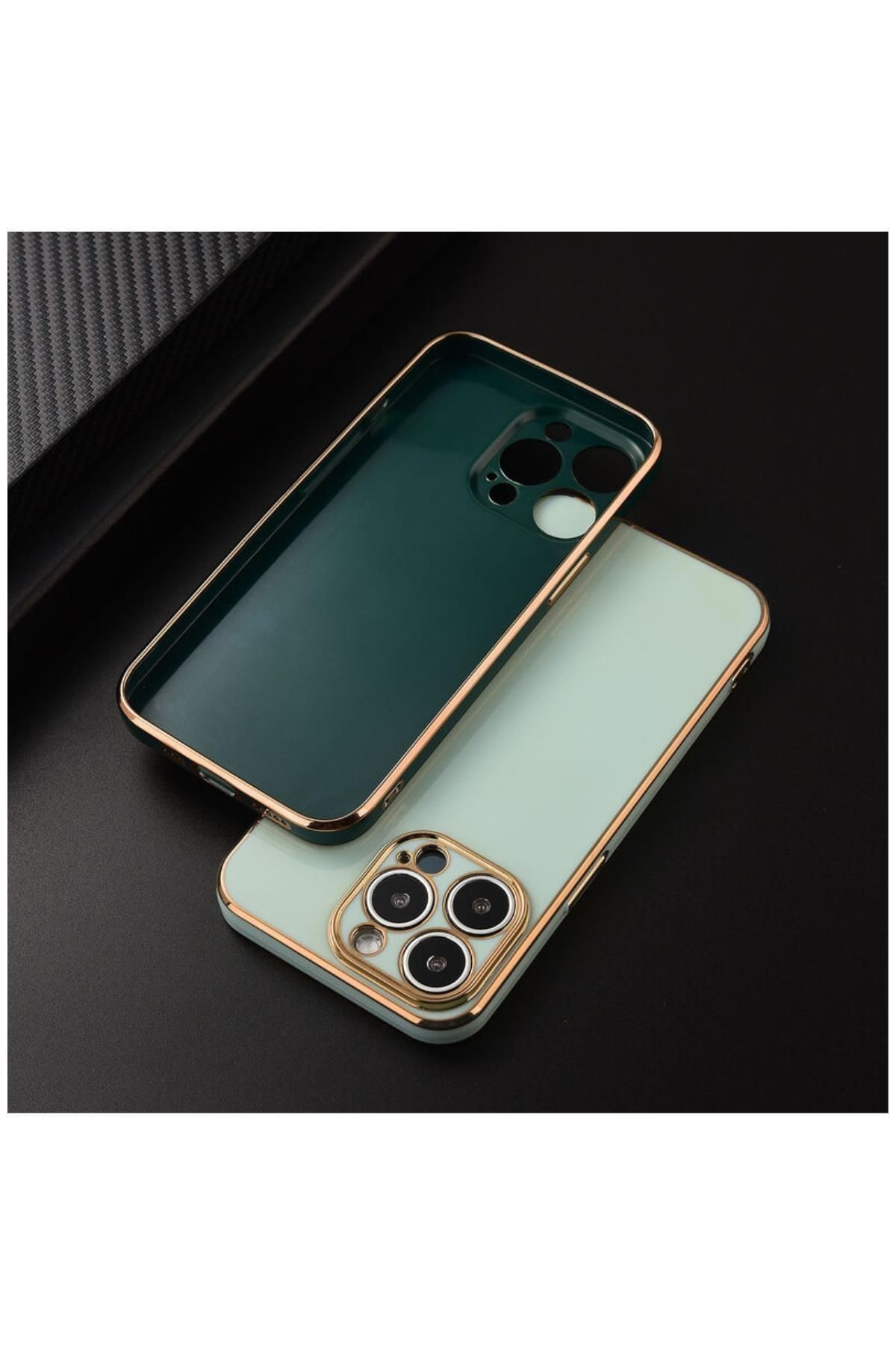 Apple Iphone 11 Uyumlu Kılıf Golden Silikon Kılıf Siyah