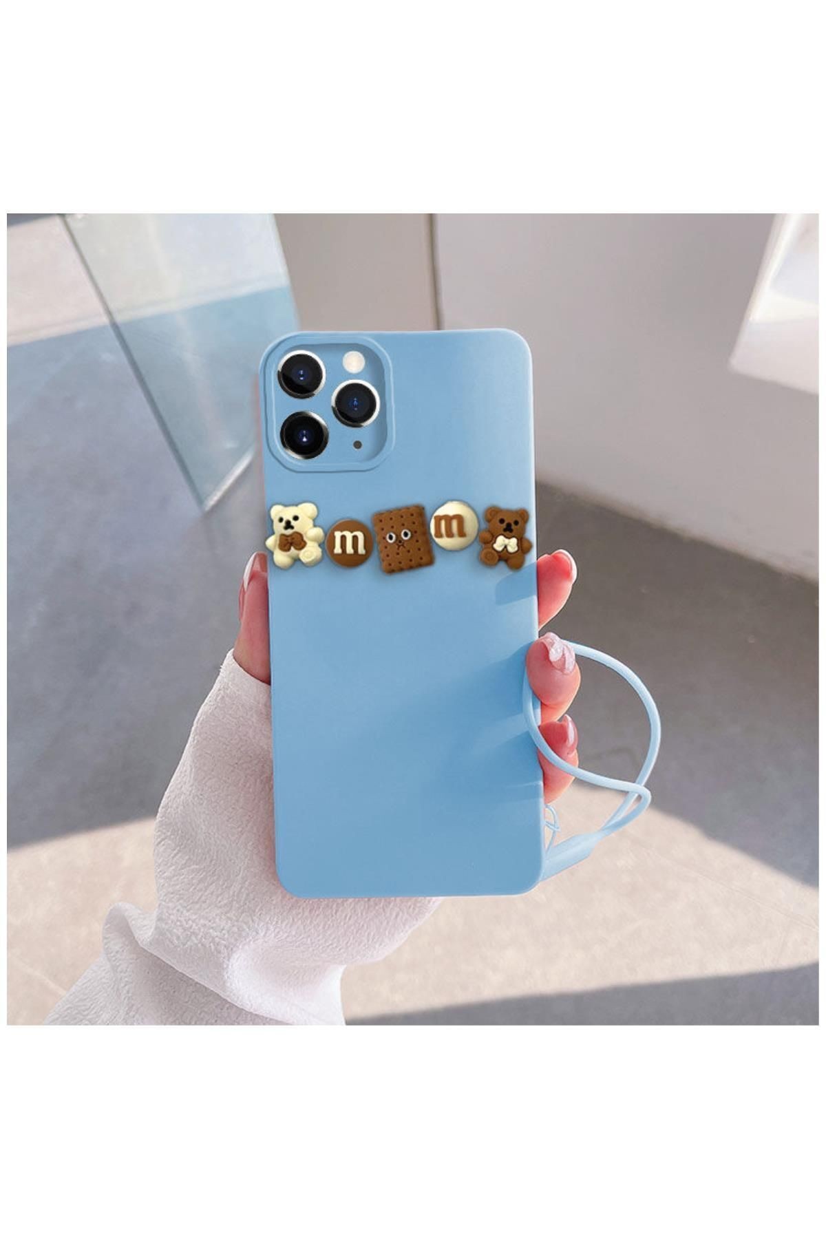 Apple Iphone 11 Pro Uyumlu Kılıf Love Bear Silikon Kılıf Kahverengi - Açık Mavi
