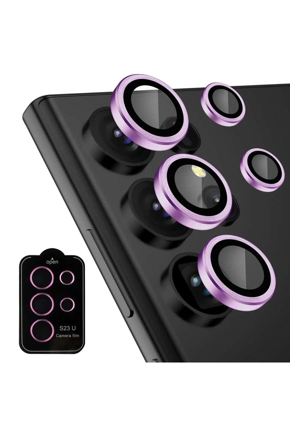 Sloopy Samsung S23 Ultra Kamera Lens Koruyucu Mor