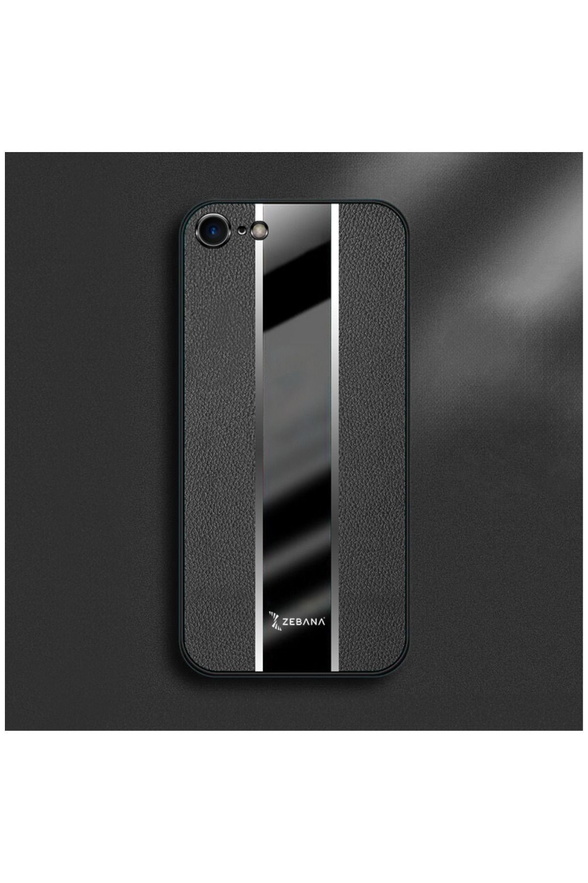 Apple Iphone 7 Uyumlu Kılıf Zebana Premium Deri Kılıf Siyah