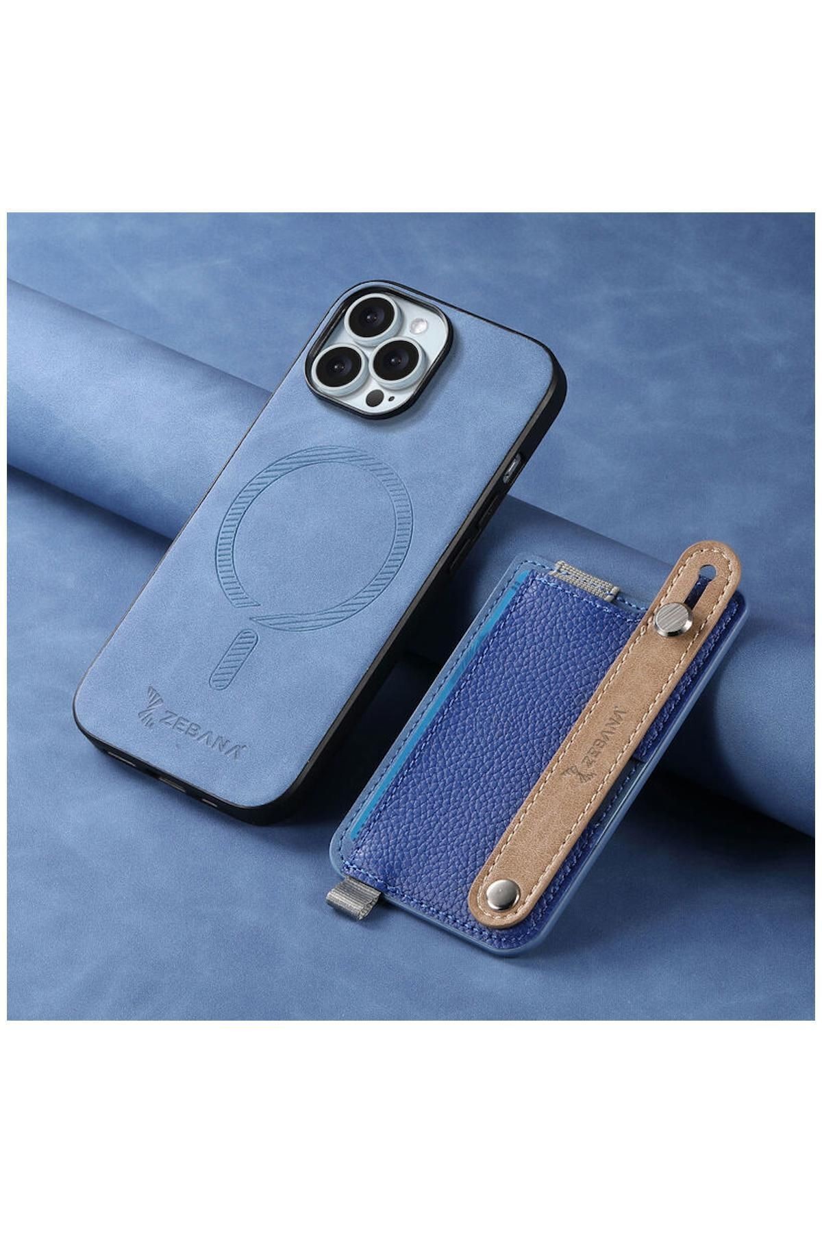 Apple Iphone 16 Pro Max Uyumlu Kılıf 2in1 Kartlıklı Best Deri Kılıf Mavi