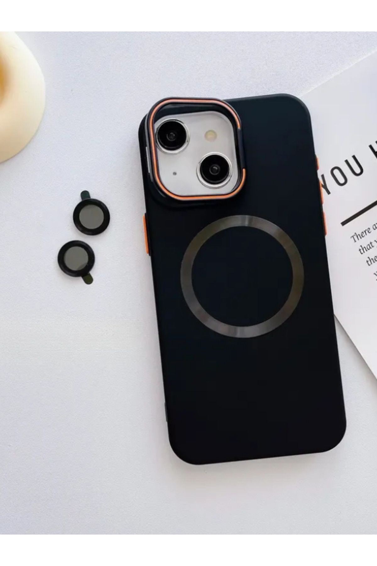 İPhone 16 Pro Max Uyumlu Zebana 2in1 Titanium Rubber Kılıf + Kamera Lens Koruma Camı