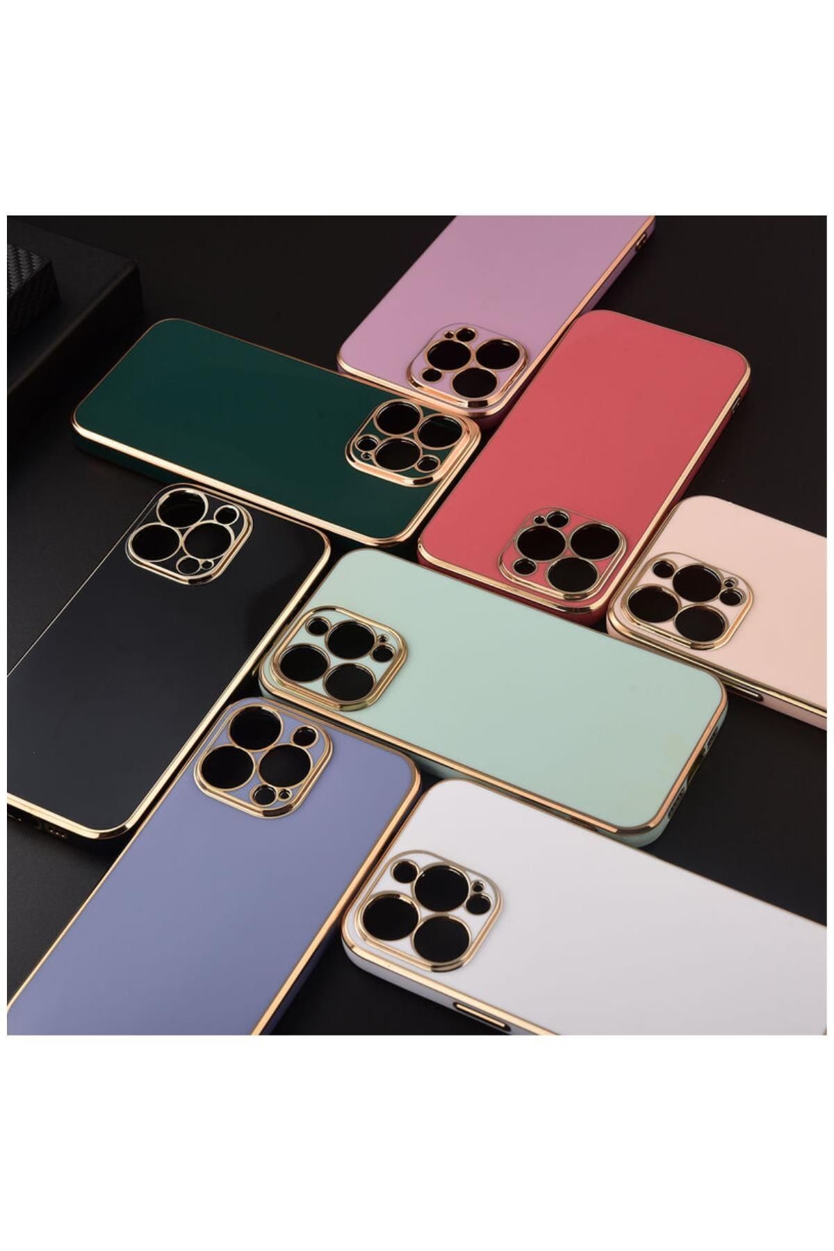 Apple Iphone 11 Pro Max Uyumlu Kılıf Golden Silikon Kılıf Kırmızı