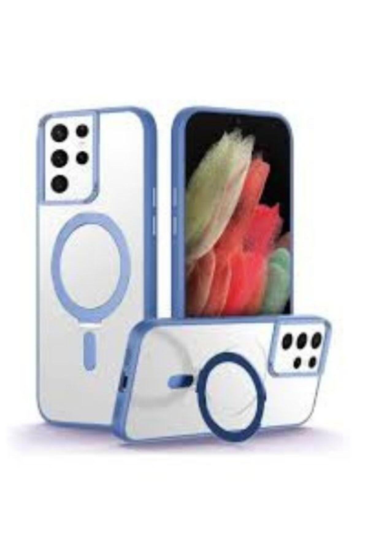 Samsung Galaxy S24 ULTRA Uyumlu Kılıf Zebana First Class Standlı Magsafe Silikon Kılıf LACİVERT