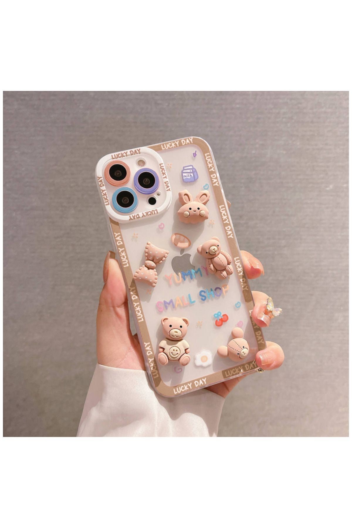 Apple Iphone 15 Pro Max Uyumlu Kılıf Bear And Rabbit Silikon Kılıf Lila