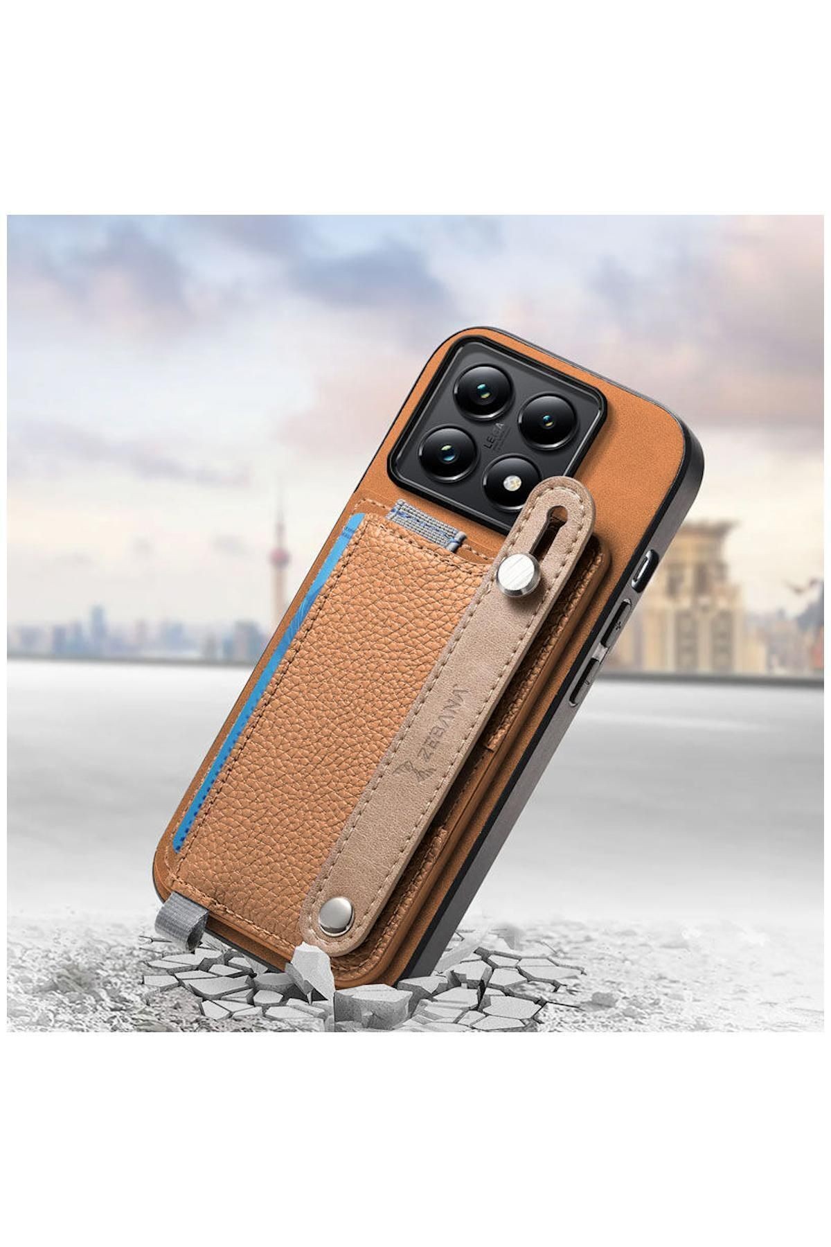 Xiaomi Mi 14t Uyumlu Kılıf 2in1 Kartlıklı Best Deri Kılıf Kahverengi