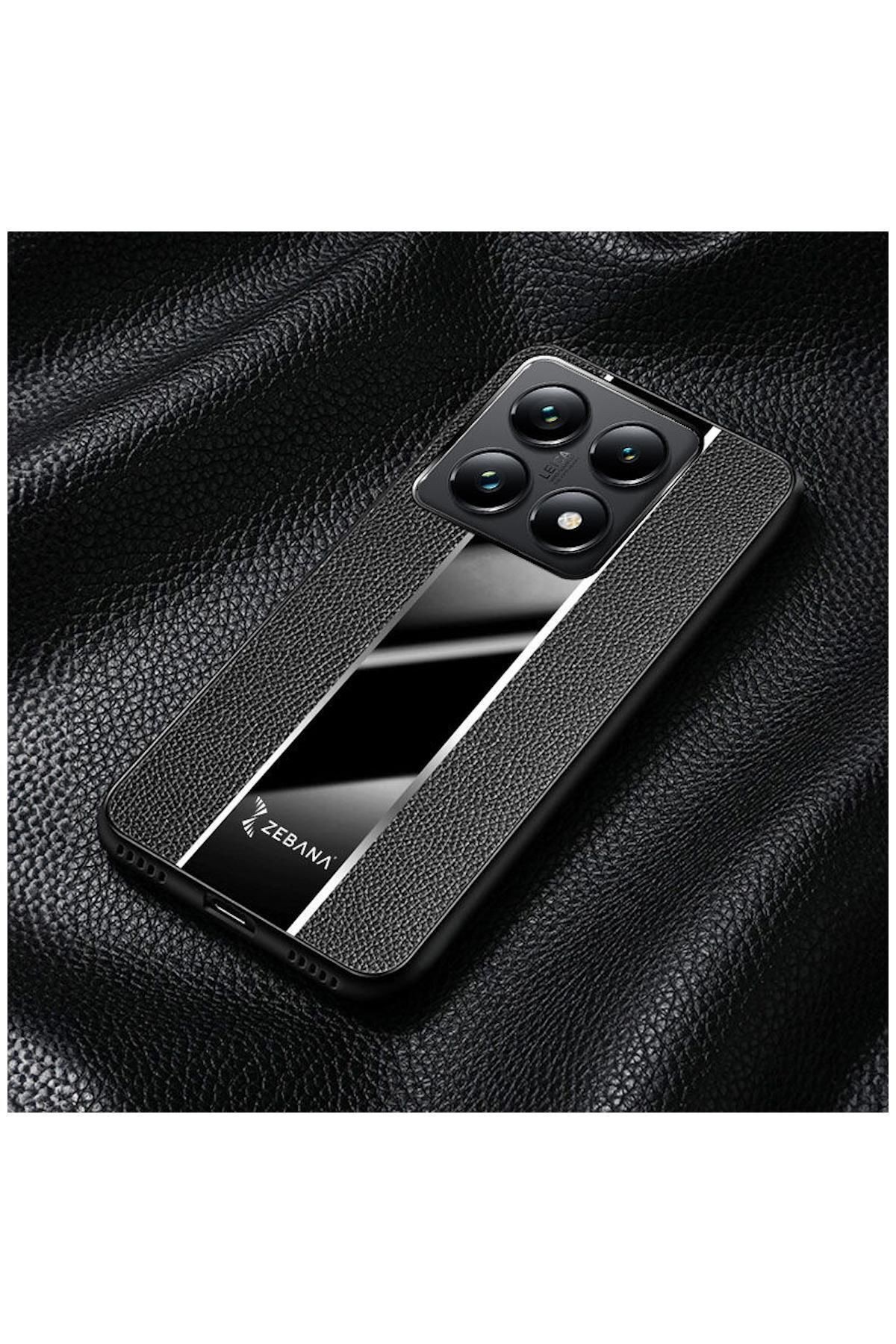 Xiaomi Mi 14T Uyumlu Kılıf Zebana Premium Deri Kılıf Kahverengi