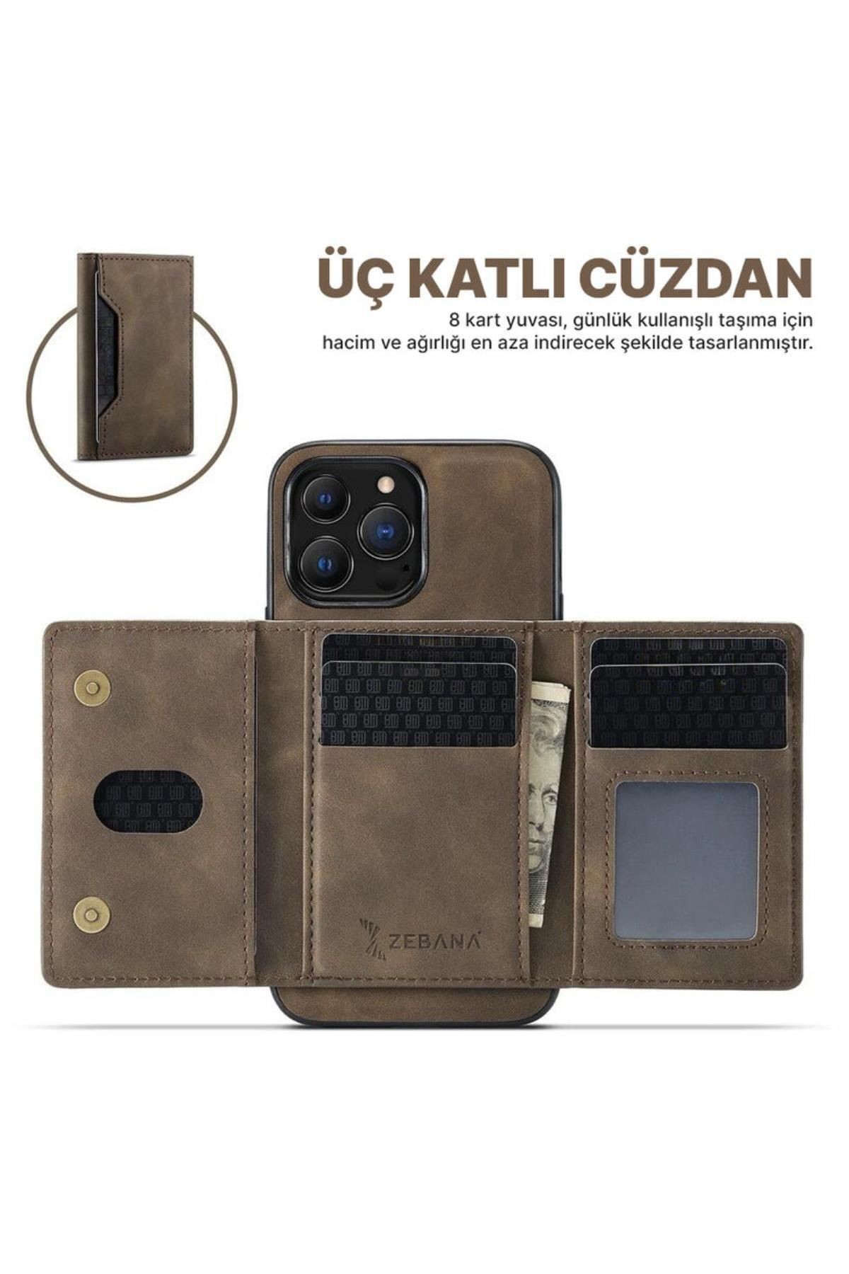 Samsung Galaxy S23 Uyumlu Kılıf Zebana 2in1 Elite Class Cüzdanlı Deri Kılıf Siyah