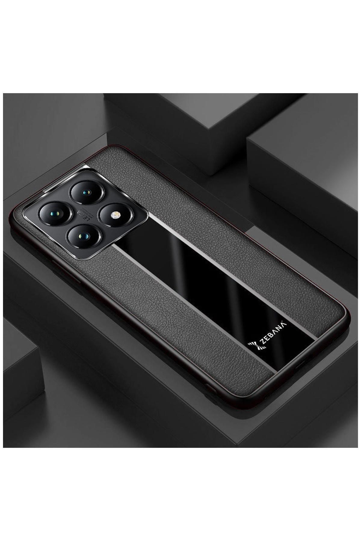 Xiaomi Mi 14T Uyumlu Kılıf Zebana Premium Deri Kılıf Kahverengi