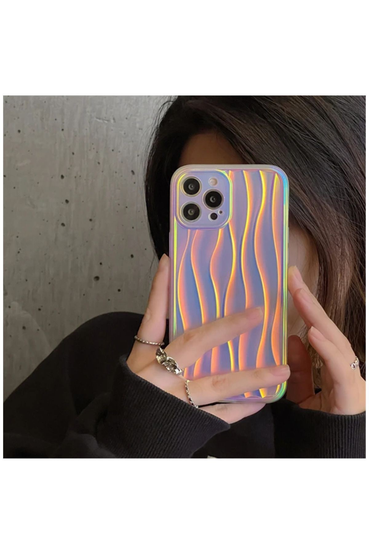 Apple iPhone 15 Pro Max Uyumlu Kılıf Zebana Line Art Silikon Kılıf Gri