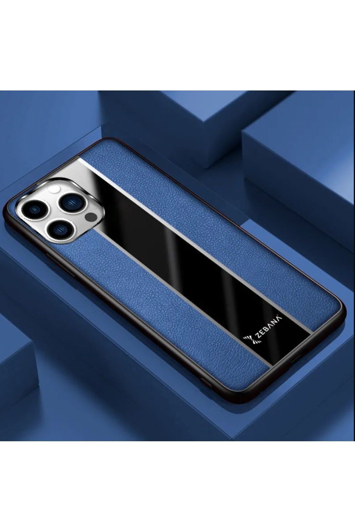 Apple iPhone 15 Pro Uyumlu Kılıf Zebana Premium Deri Kılıf Mavi