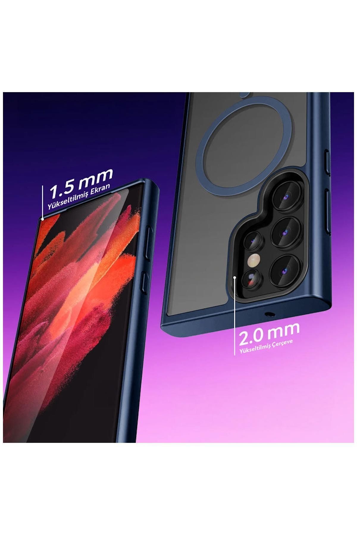 Samsung Galaxy S25 Ultra Uyumlu Kılıf Zebana Fros Silikon Kılıf (Kablosuz Şarj Destekli) Lacivert